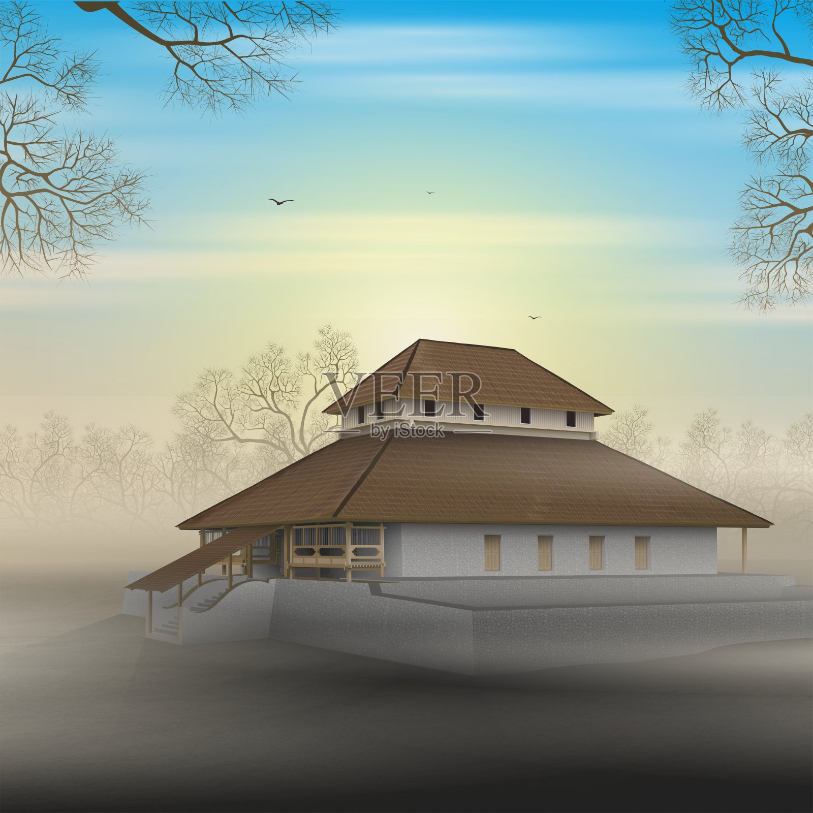 Buton伊斯兰清真寺插画图片素材