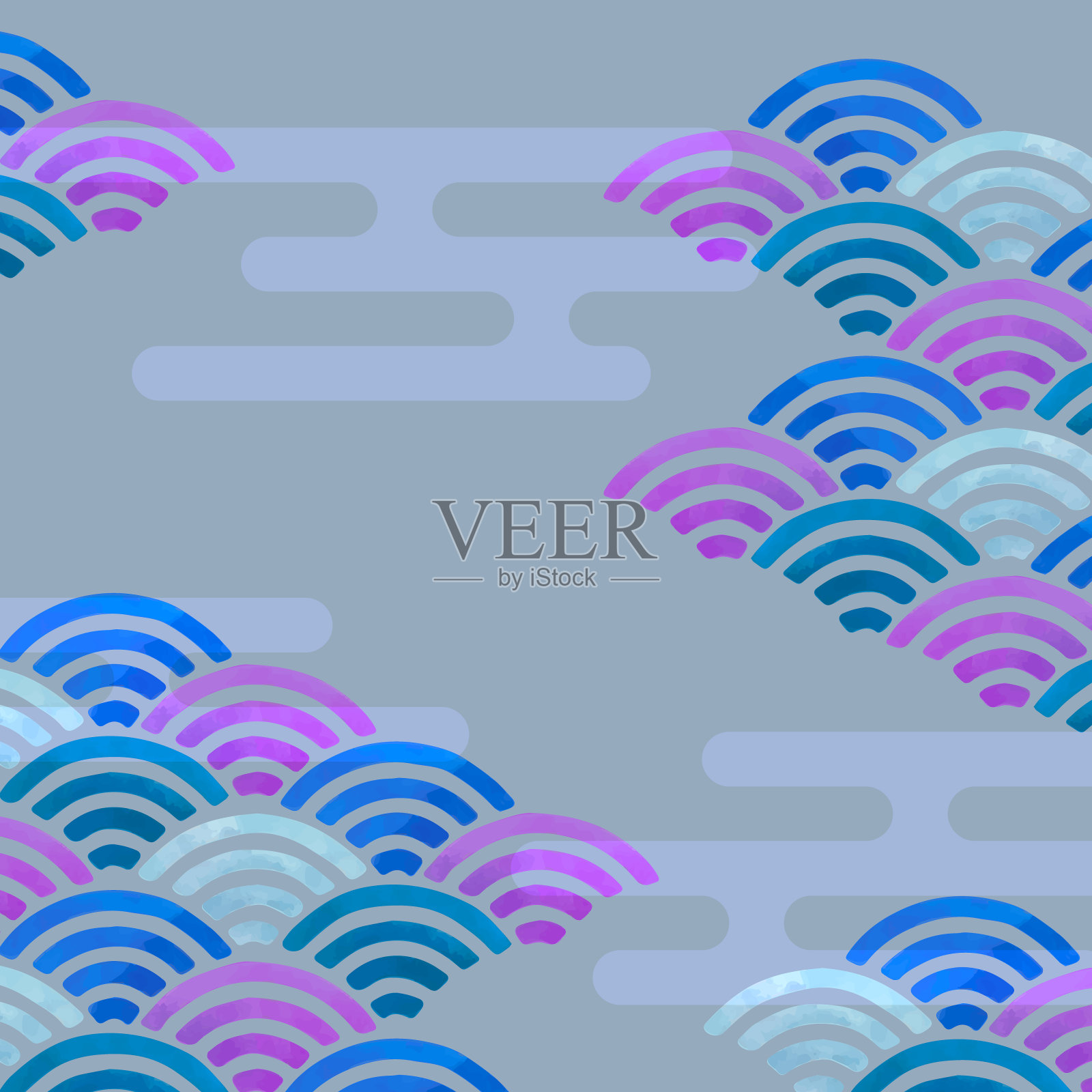 日式波浪图背景图(青海波浪和霾)(矢量)插画图片素材