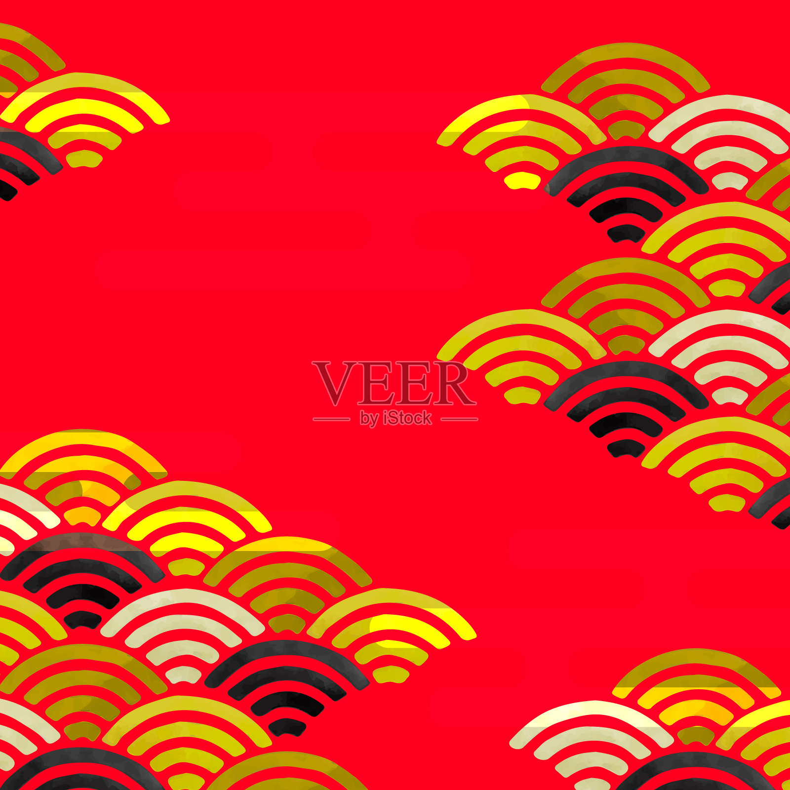 日式波浪图背景图(青海波浪和霾)(矢量)插画图片素材