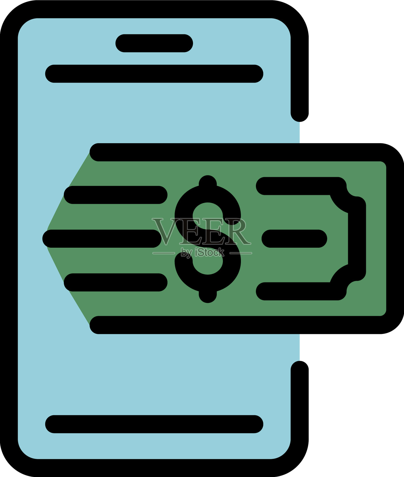 快速电话支付图标颜色轮廓插画图片素材