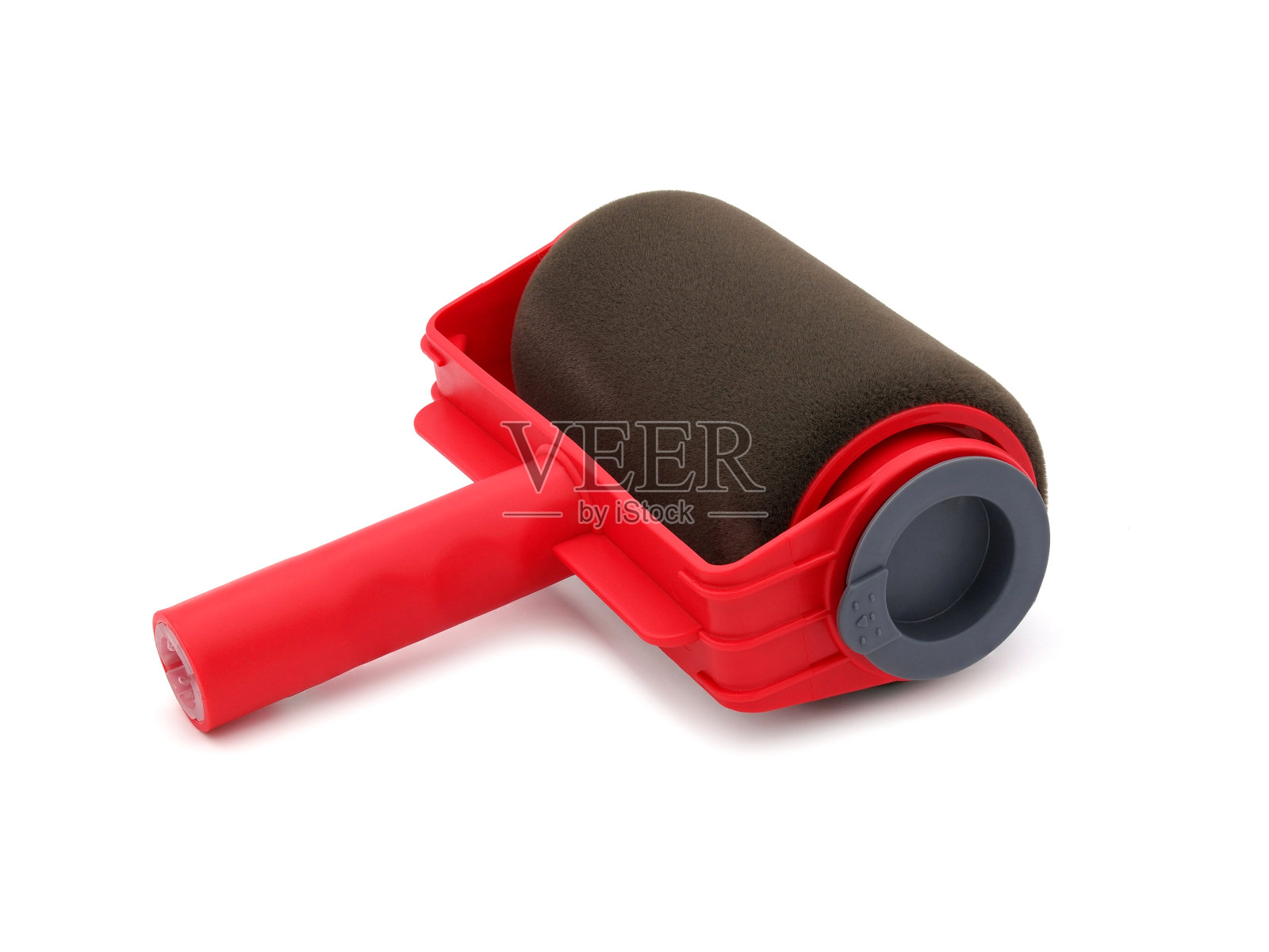 漆辊与储层隔离在白色上照片摄影图片