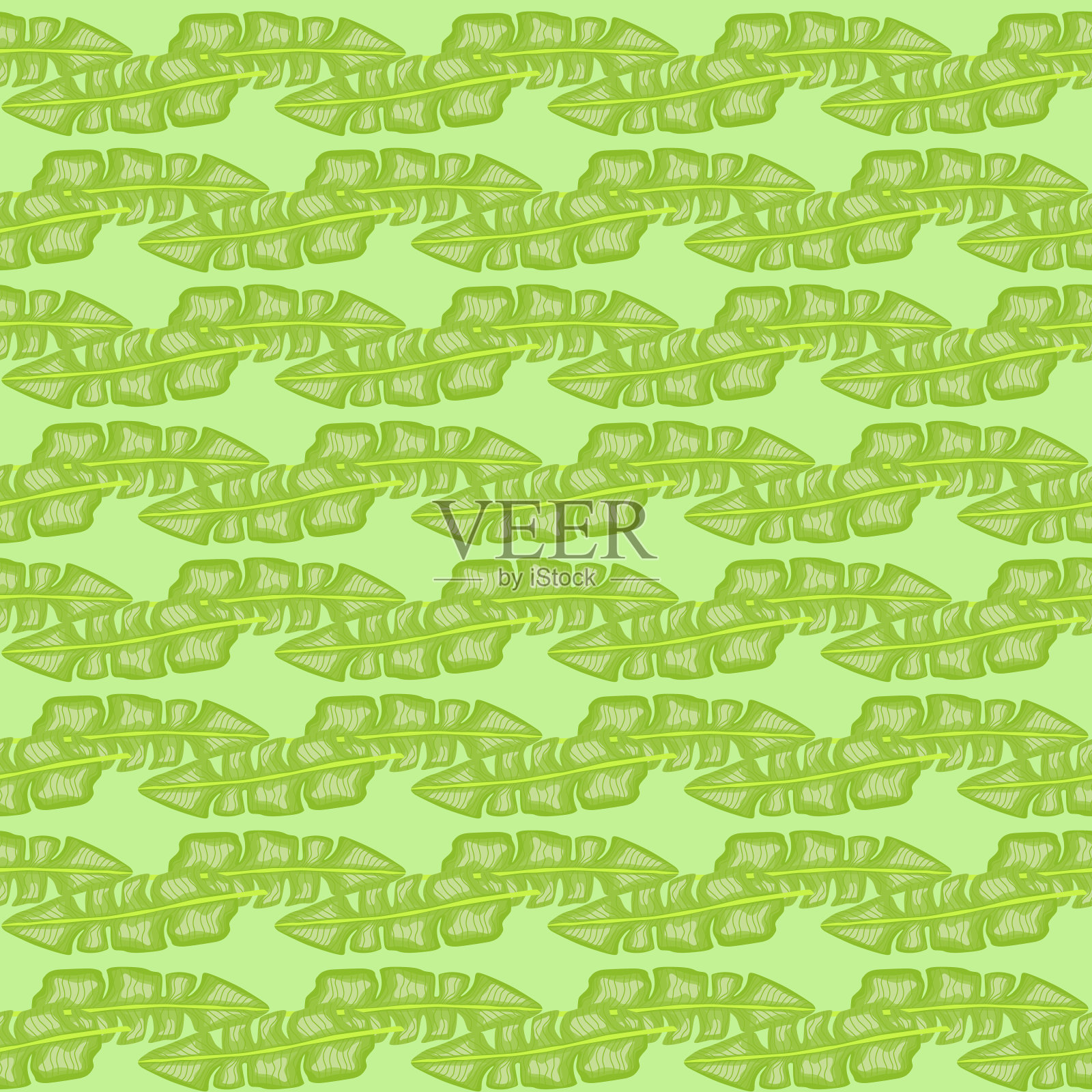 现代芭蕉叶无缝模式与手绘热带印花。暑期艺术自然背景。季节纺织品的矢量插图。插画图片素材