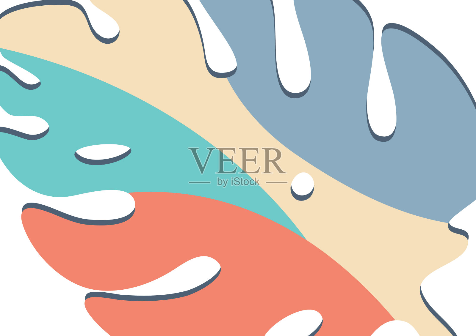 Monstera叶子在现代剪纸风格。多色部分。可用于广告和促销。向量插画图片素材