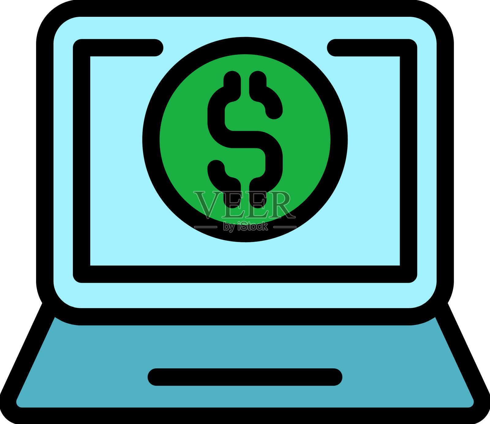 笔记本盈利图标颜色轮廓插画图片素材