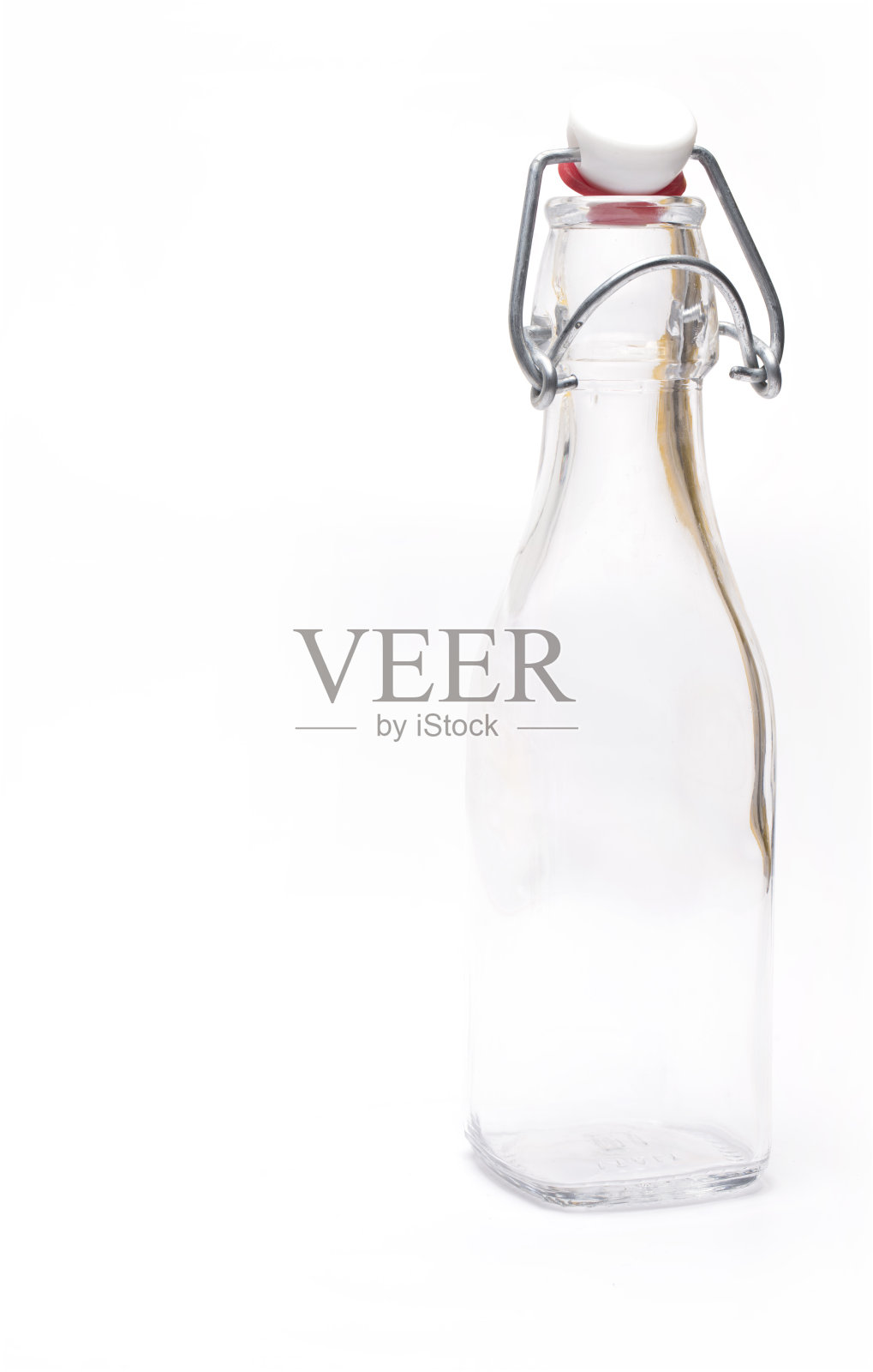 特写传统的玻璃瓶盖白色背景照片摄影图片