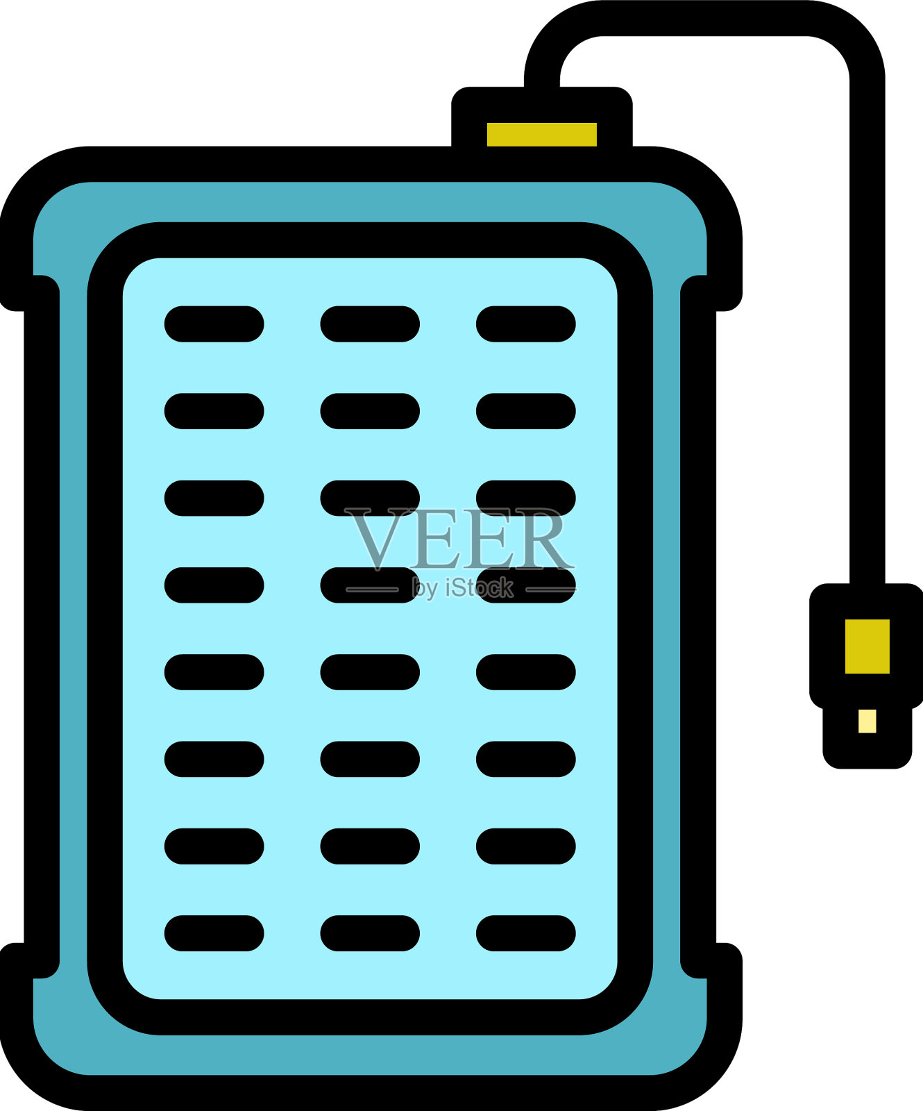 生态充电插头图标颜色轮廓插画图片素材