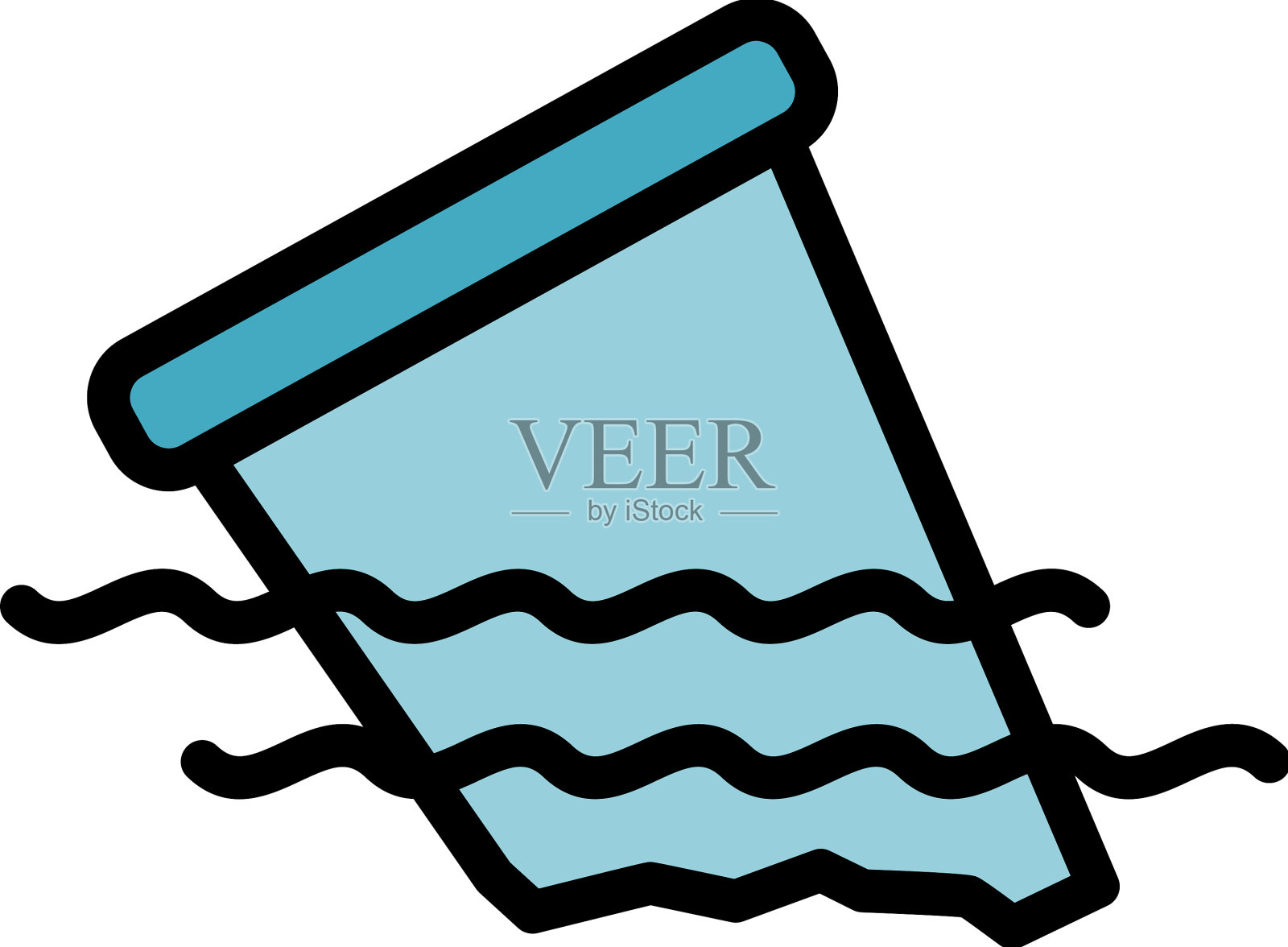 废水图标颜色轮廓插画图片素材