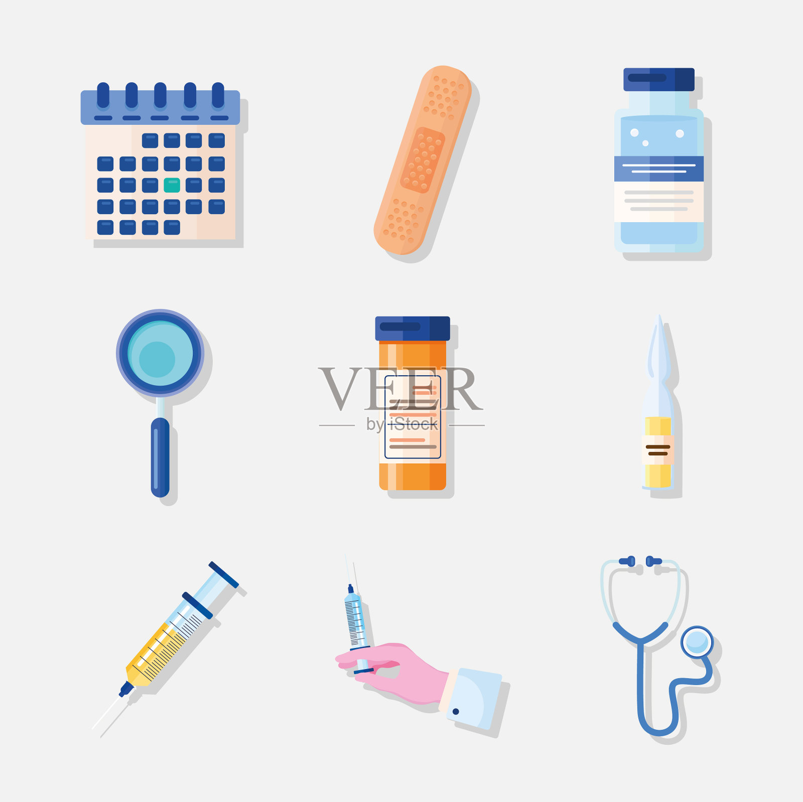 时间给9个图标接种疫苗插画图片素材