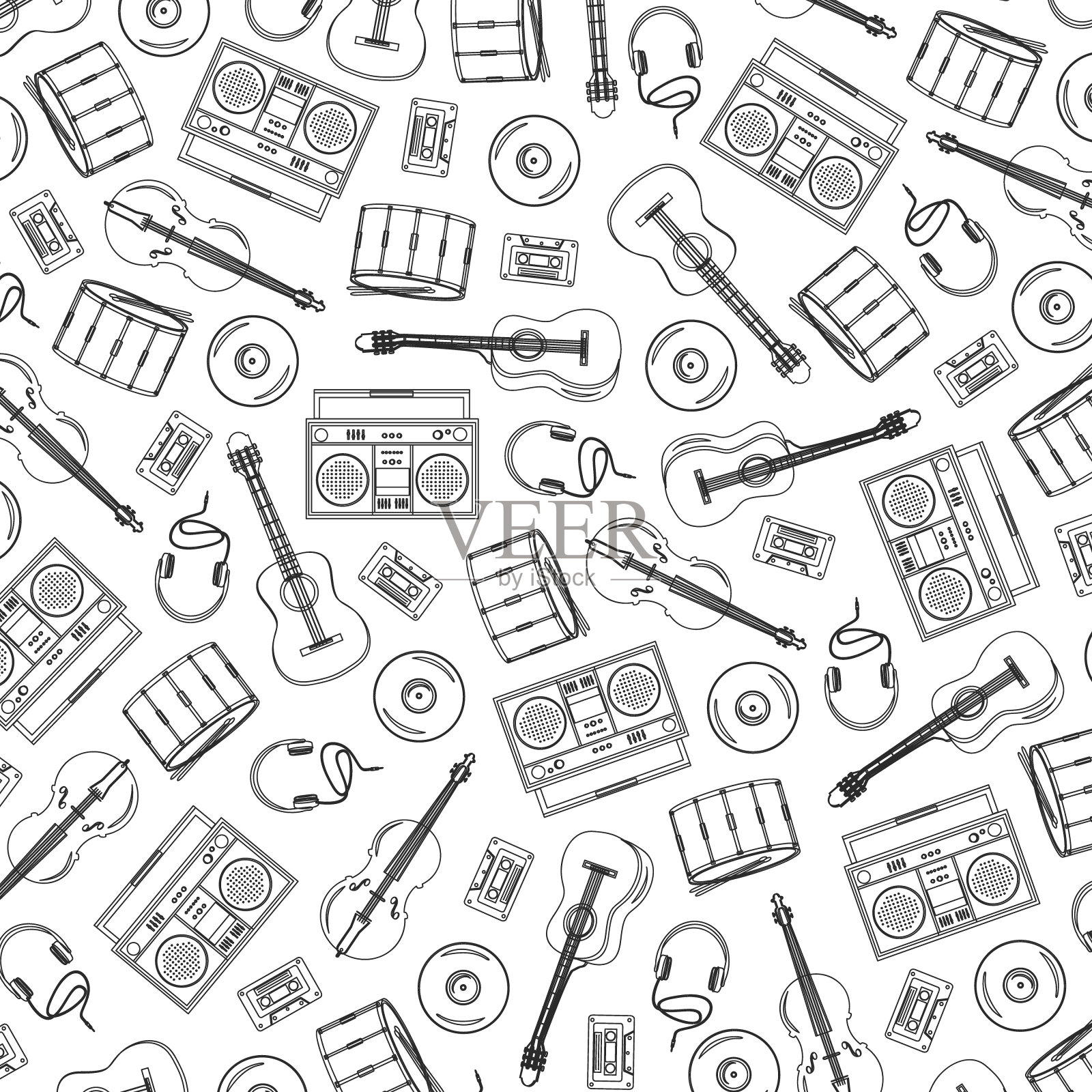 无缝模式背景主题音乐插画图片素材