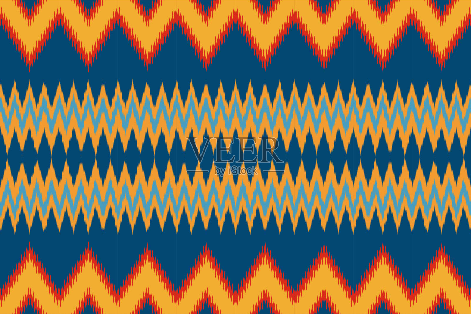 几何民族东方伊卡特图案传统。矢量无缝织物或家庭壁纸。背景设计，地毯，壁纸，服装，包装，蜡染，织物，插图，刺绣风格插画图片素材