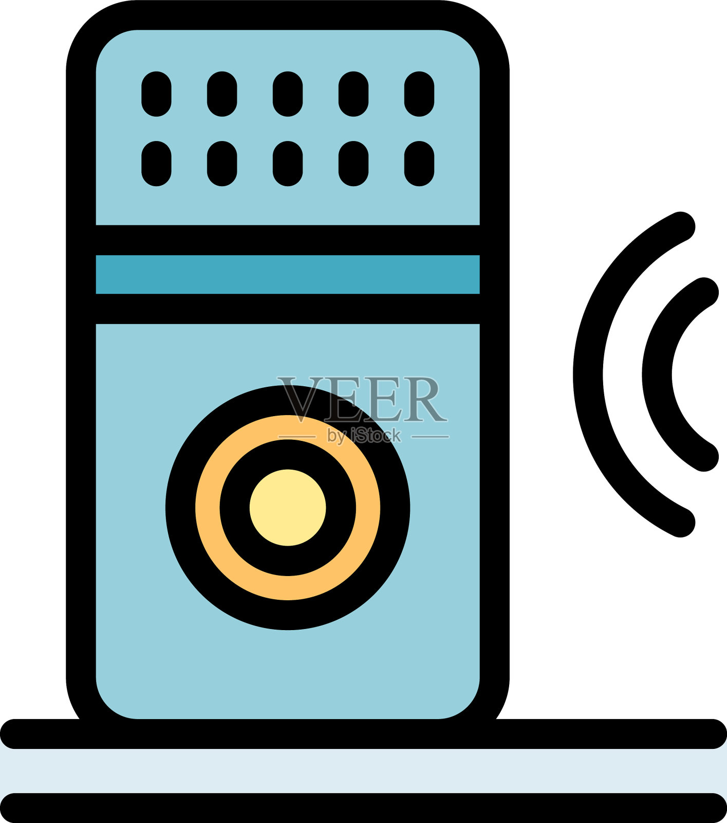 智能语音扬声器图标颜色轮廓插画图片素材