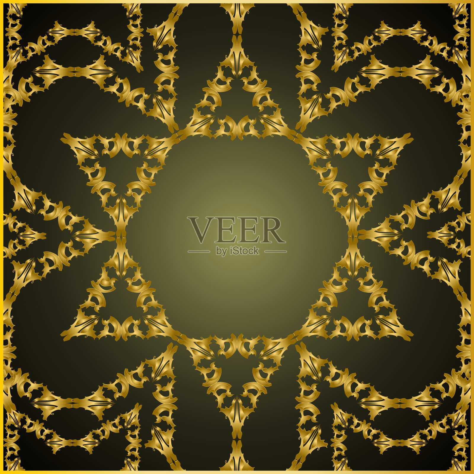 抽象背景与大卫之星。大卫星与丰富的金银丝装饰。插画图片素材