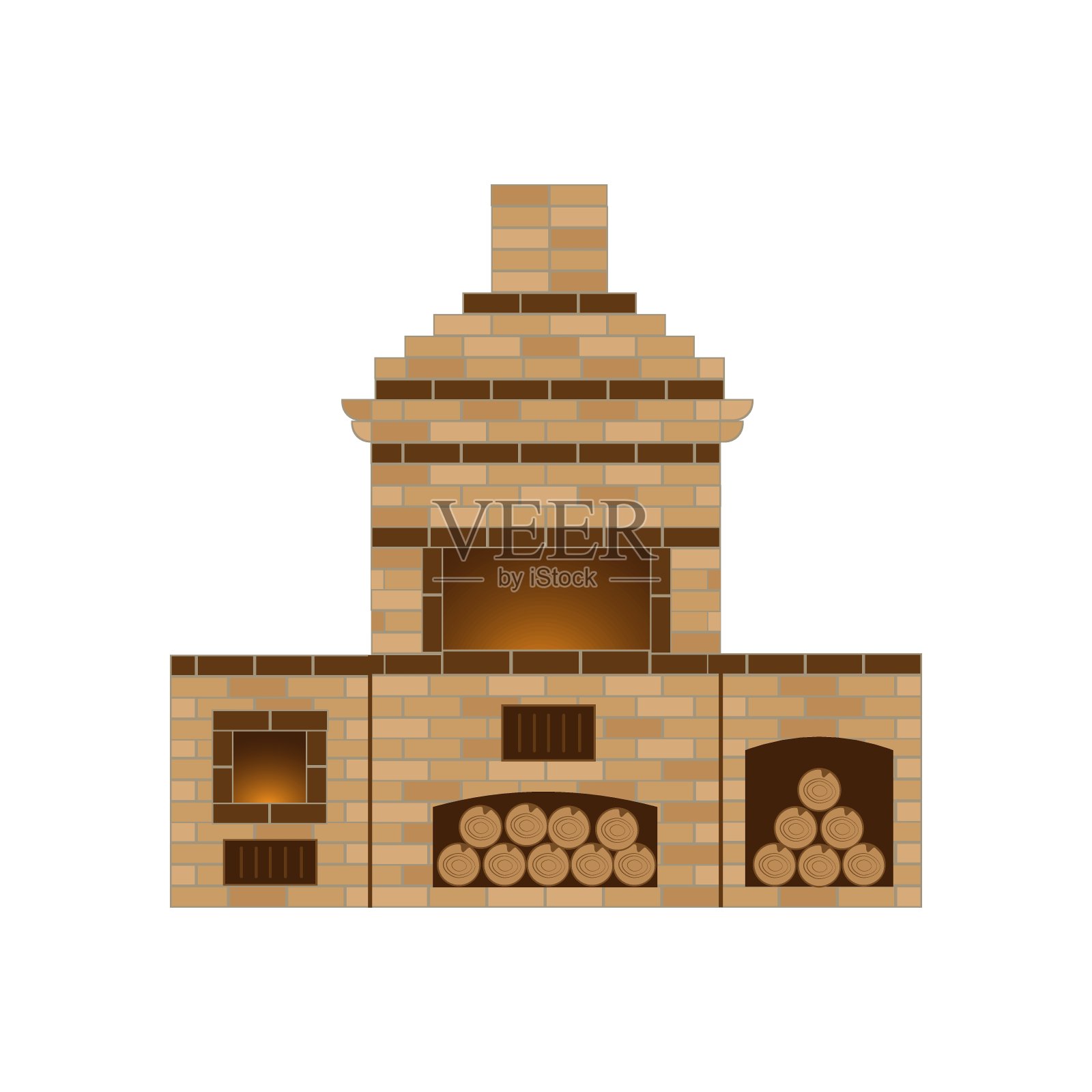 烤炉砖，孤立在白色背景，向量插画图片素材