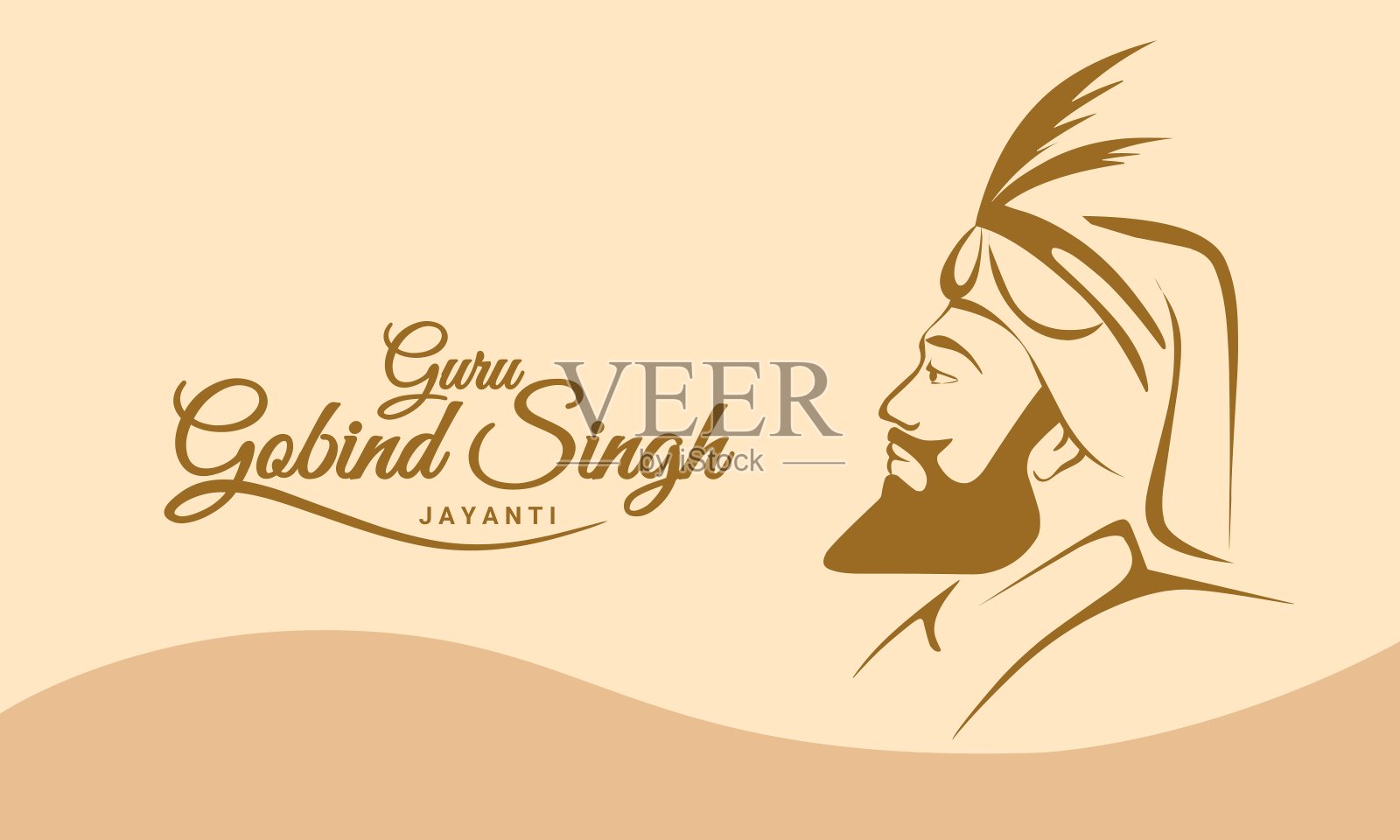 矢量排版，宗师戈宾德辛格Jayanti锡克教节日和庆祝在旁遮普。插画图片素材