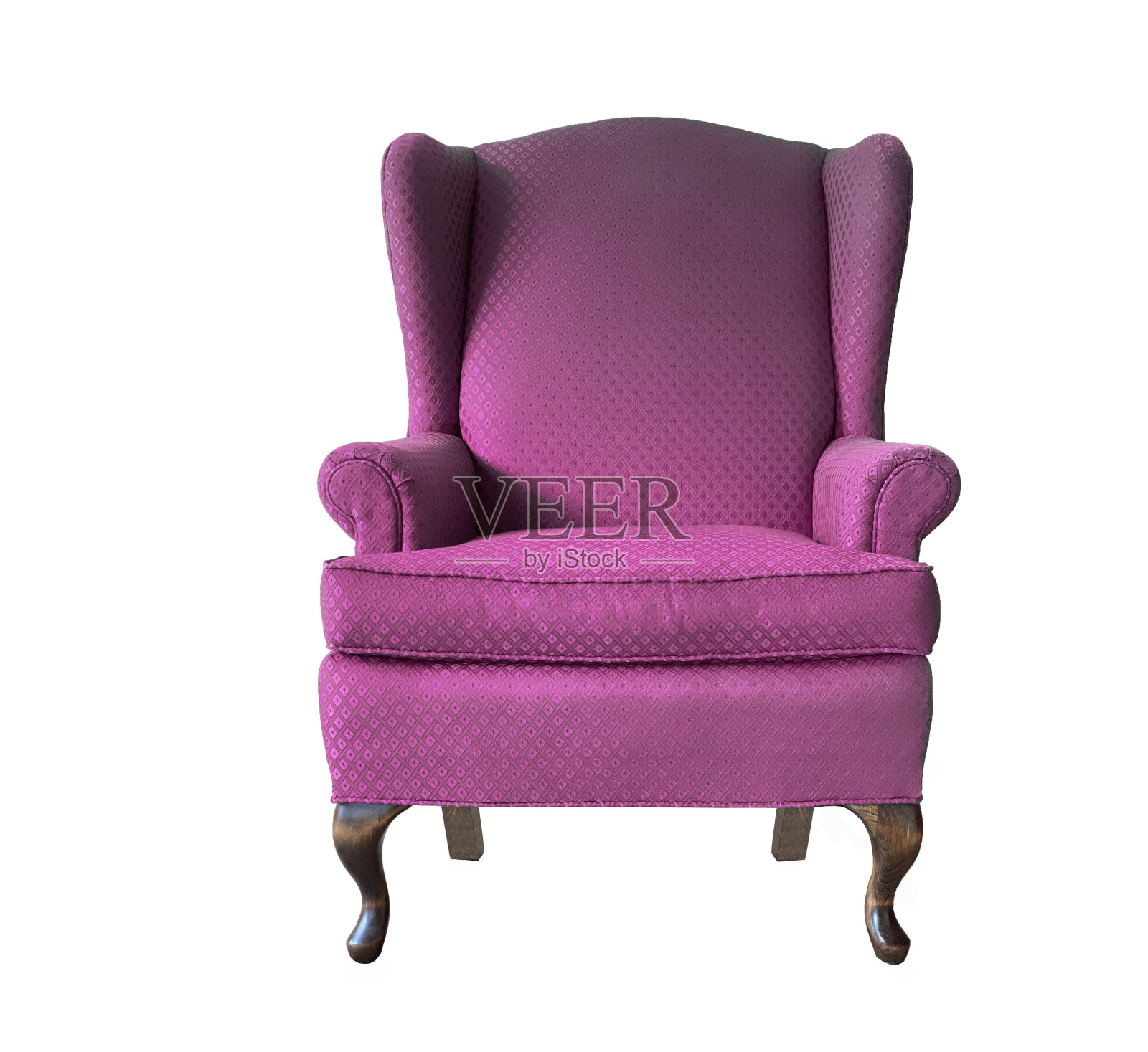 孤立的粉红色的扶手椅。白色背景上的粉红色椅子照片摄影图片