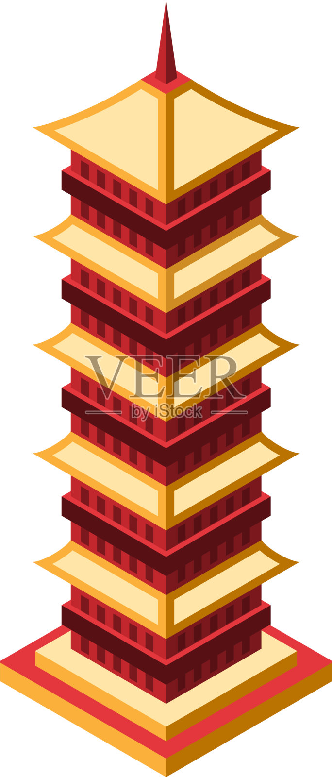 等距日式宝塔构图设计元素图片
