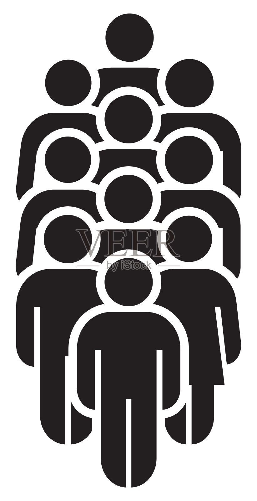 矢量插图的群体风格化的人在黑色。男人和女人的图标。插画图片素材