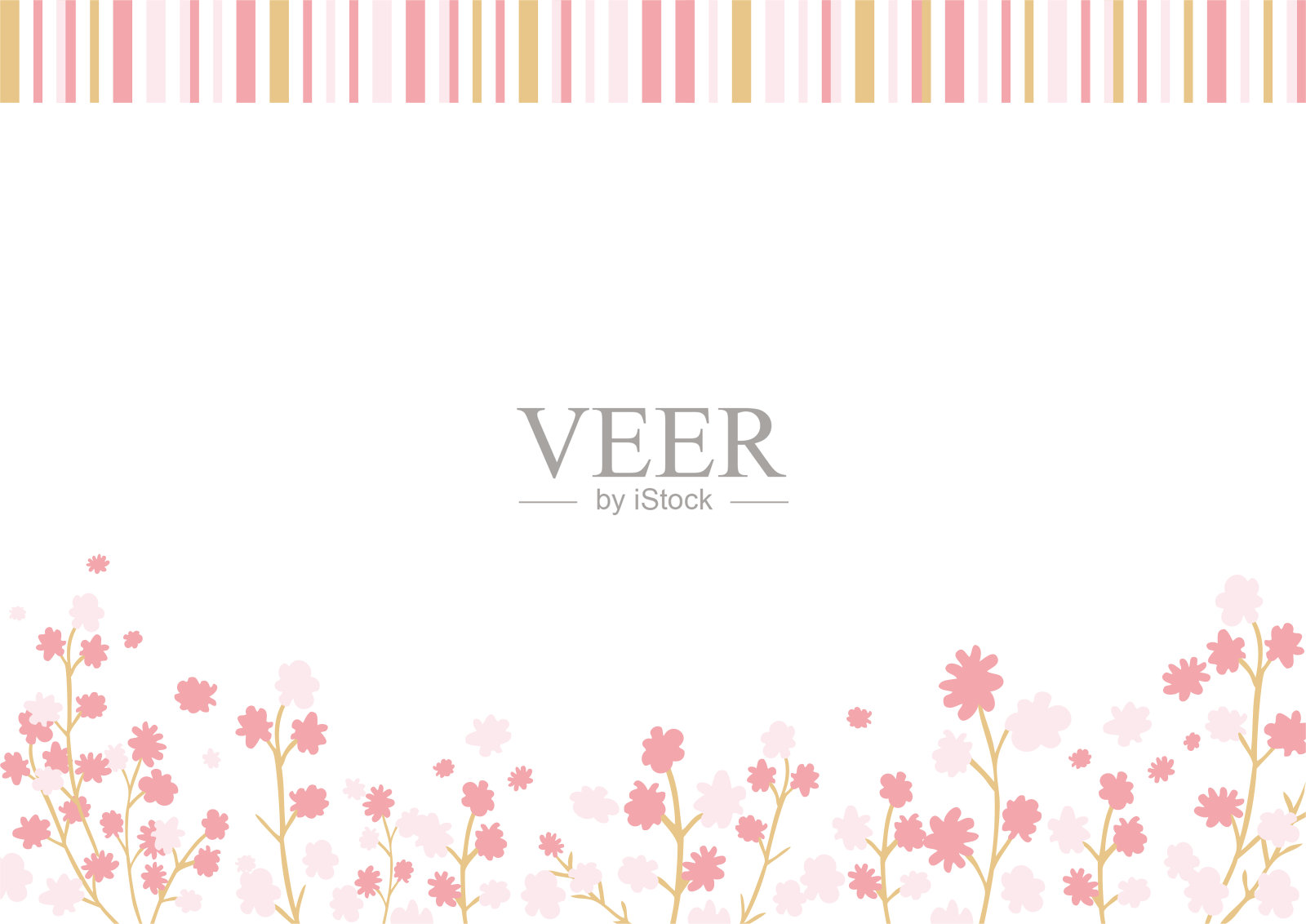 樱花和条纹图案背景的插图插画图片素材