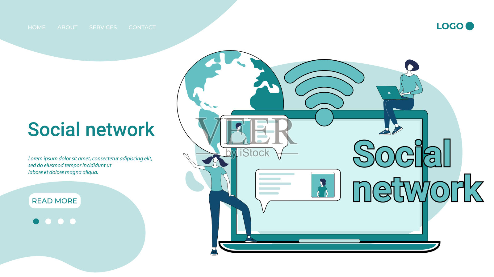 社交网络插画图片素材