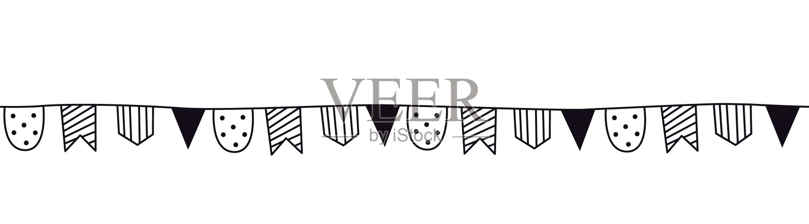 无缝的旗帜与不同的旗帜形状插画图片素材