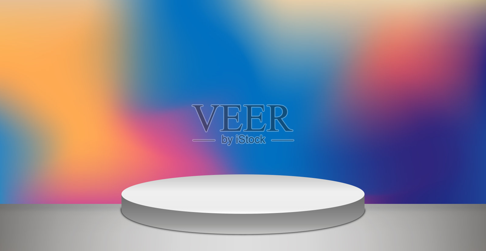 3D抽象工作室与一个基座。梯度抽象背景。产品展示的舞台，展示-矢量插画图片素材