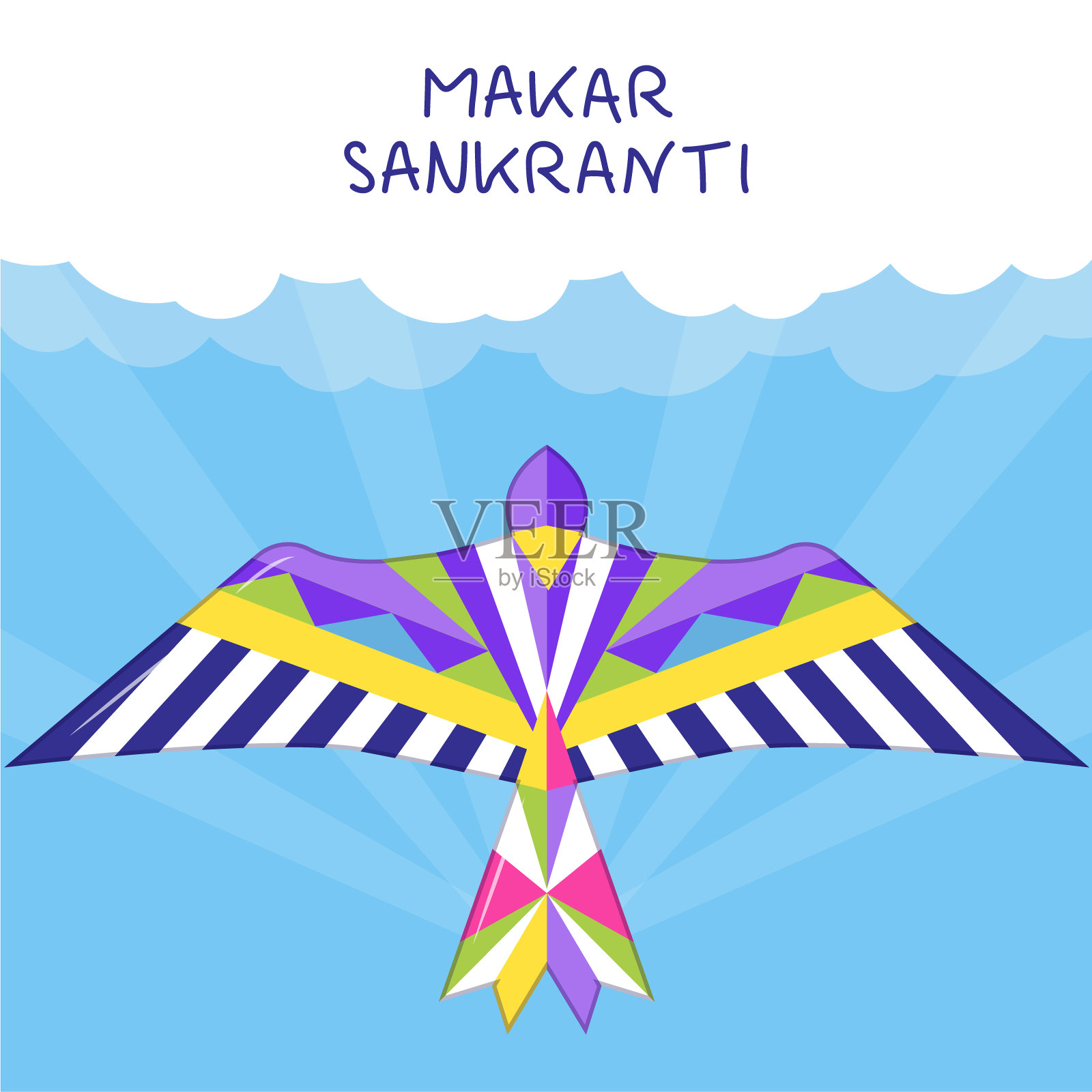 高兴的马卡尔·桑克拉蒂矢量。印地语贺卡网络，社交网络。风筝节‘玛克桑格拉提概念插画图片素材