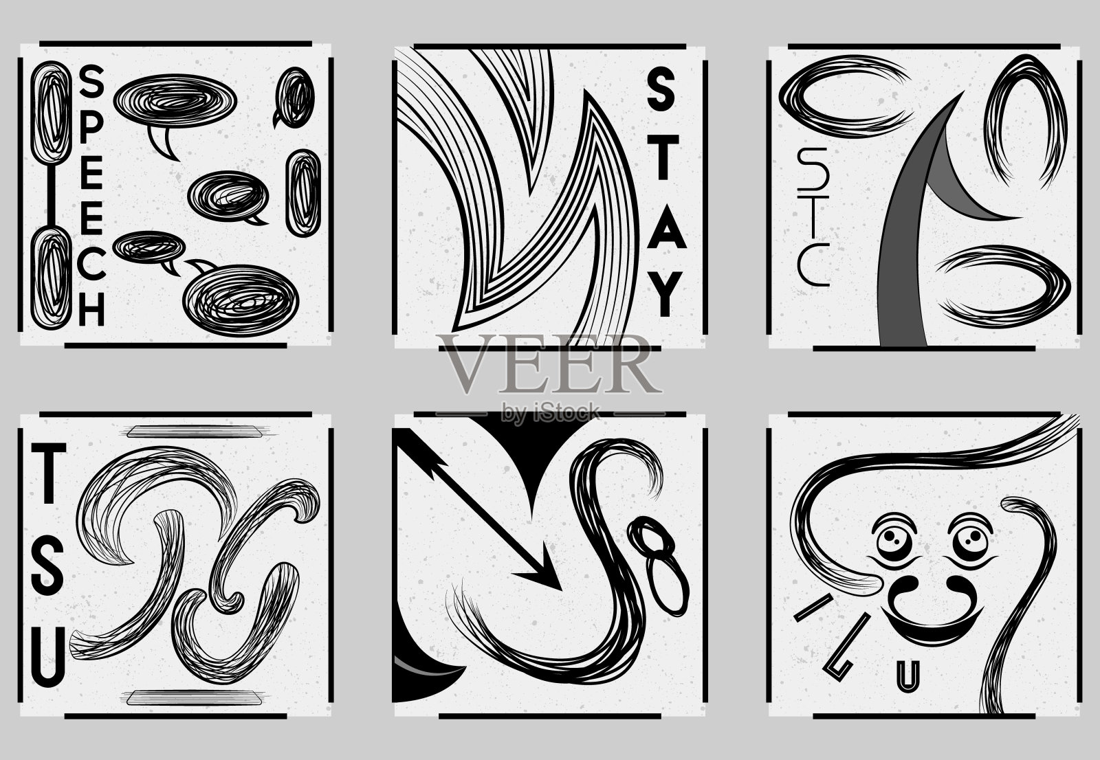 抽象品牌标识收集-库存向量插画图片素材