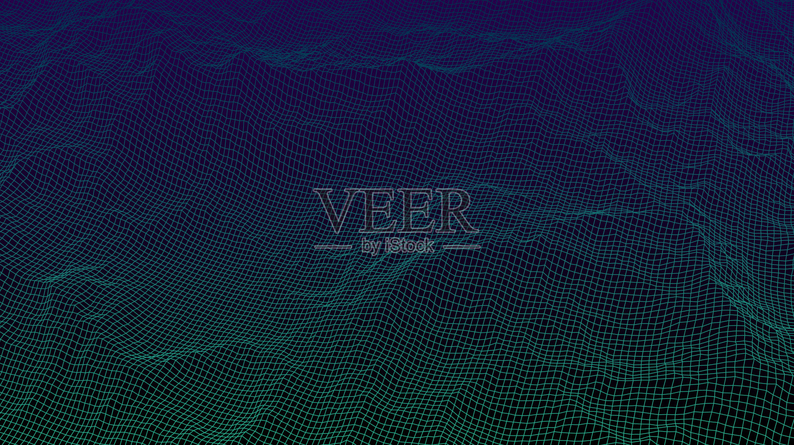 数字景观与山或云构成的线网格插画图片素材