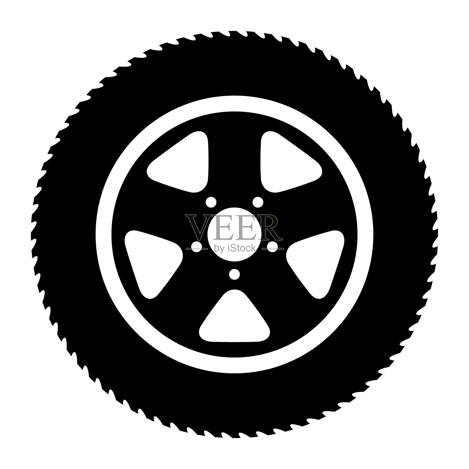 汽车车轮图标，汽车轮胎轮辋符号，汽车赛车运动标志矢量插图设计元素图片