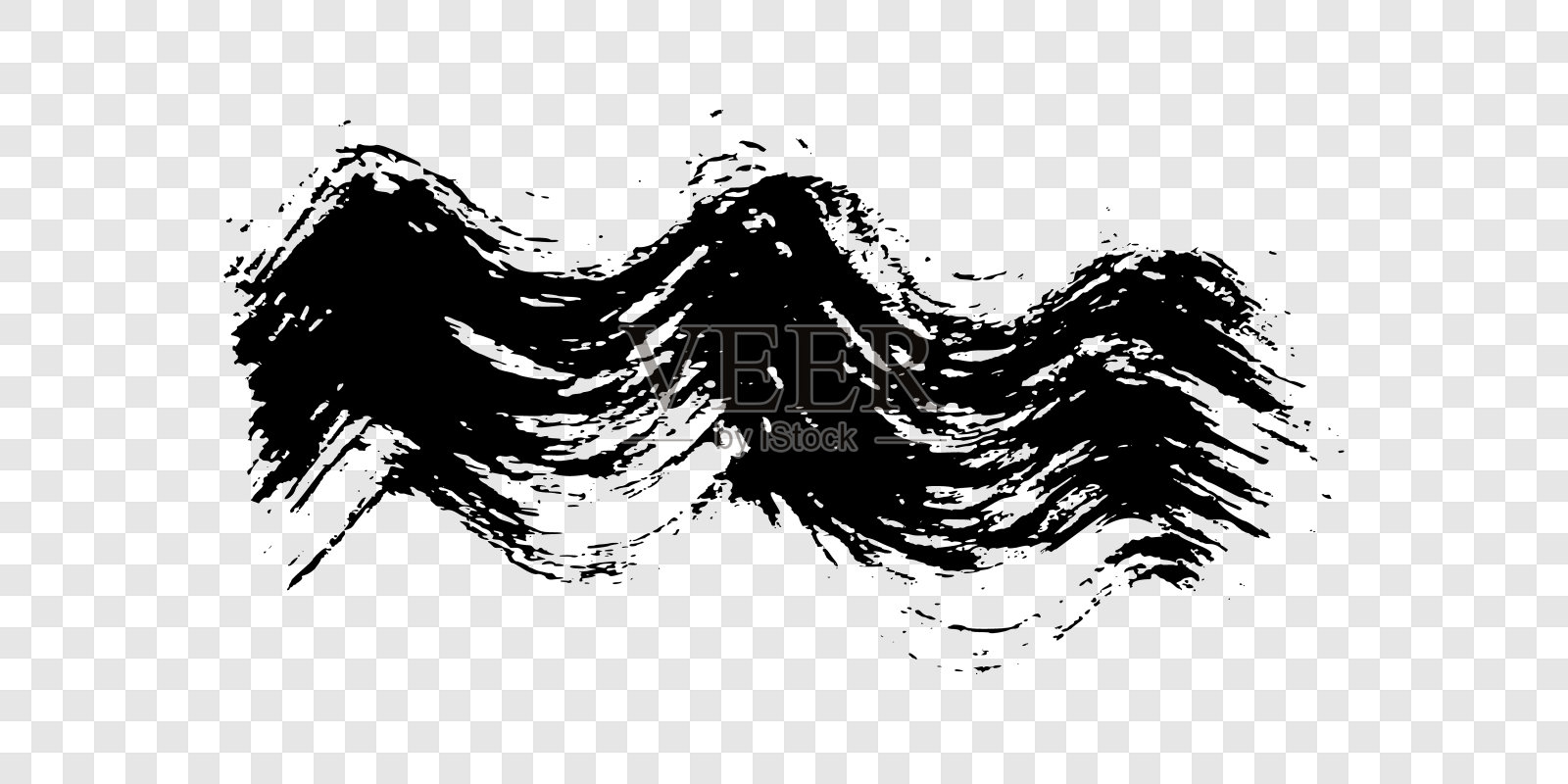 黑色波浪笔触插画图片素材