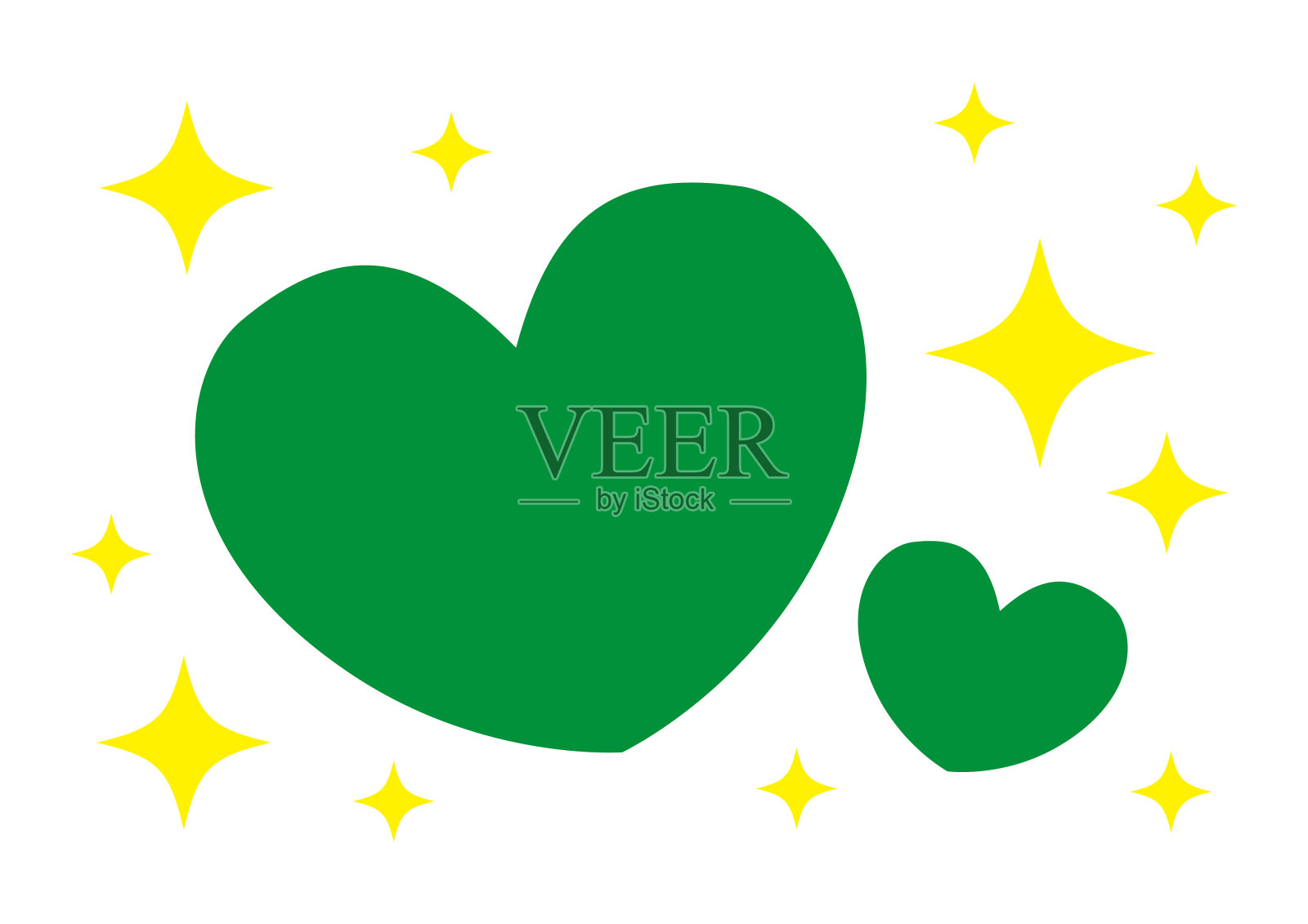 闪闪发光的绿色爱心边框插画图片素材