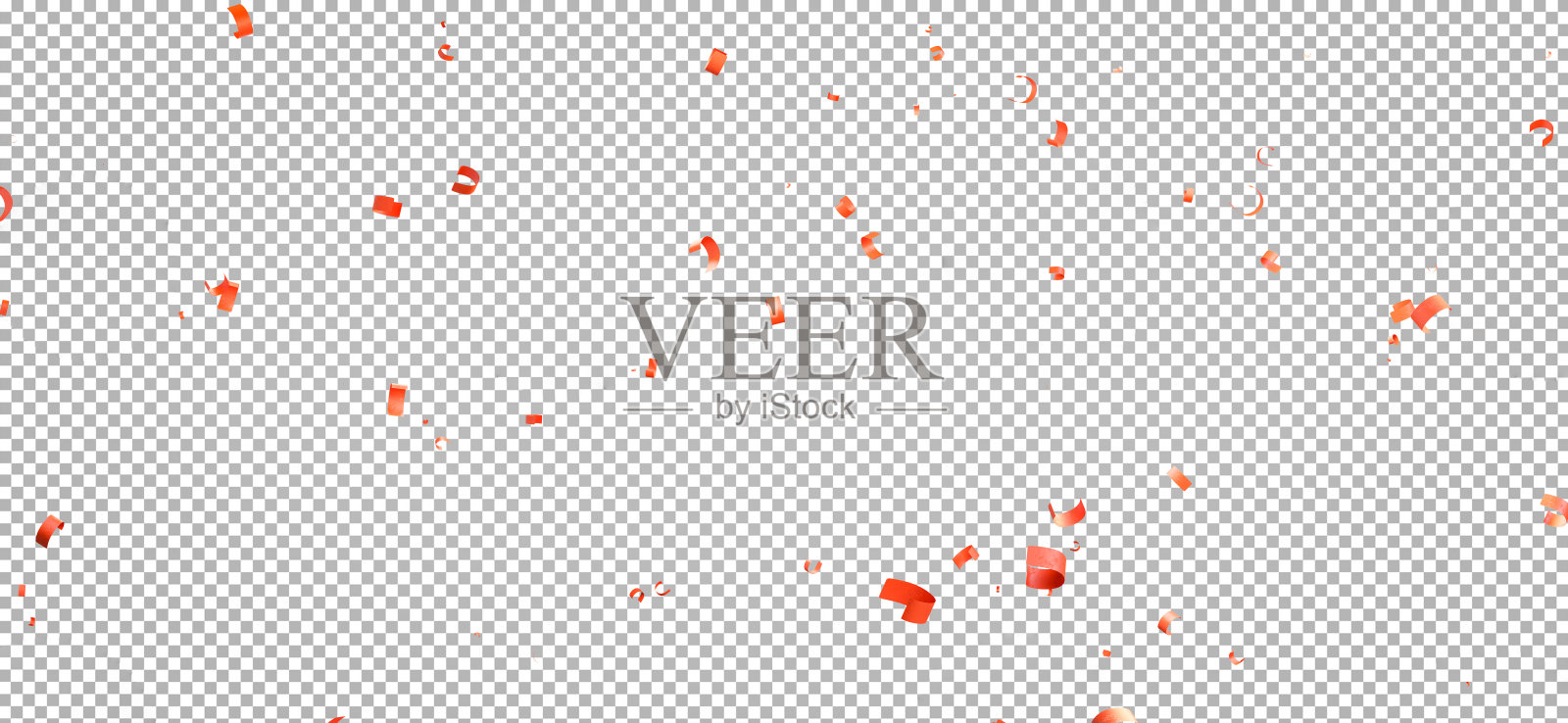 透明背景上的红色五彩纸屑，裁剪路径照片摄影图片