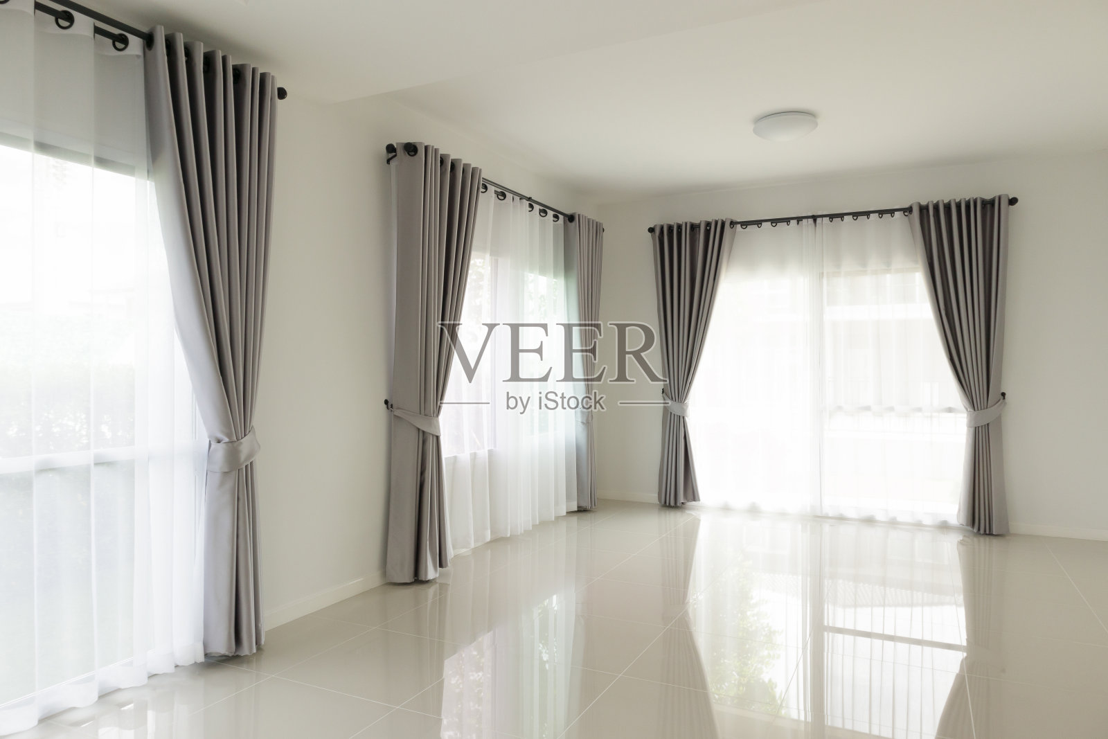 客厅窗帘窗室内装饰照片摄影图片