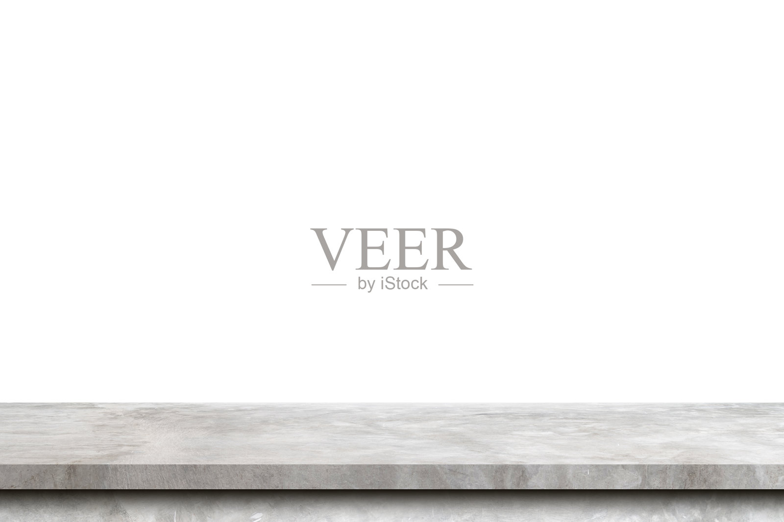 空水泥表孤立的白色背景与复制空间和显示蒙太奇产品。照片摄影图片