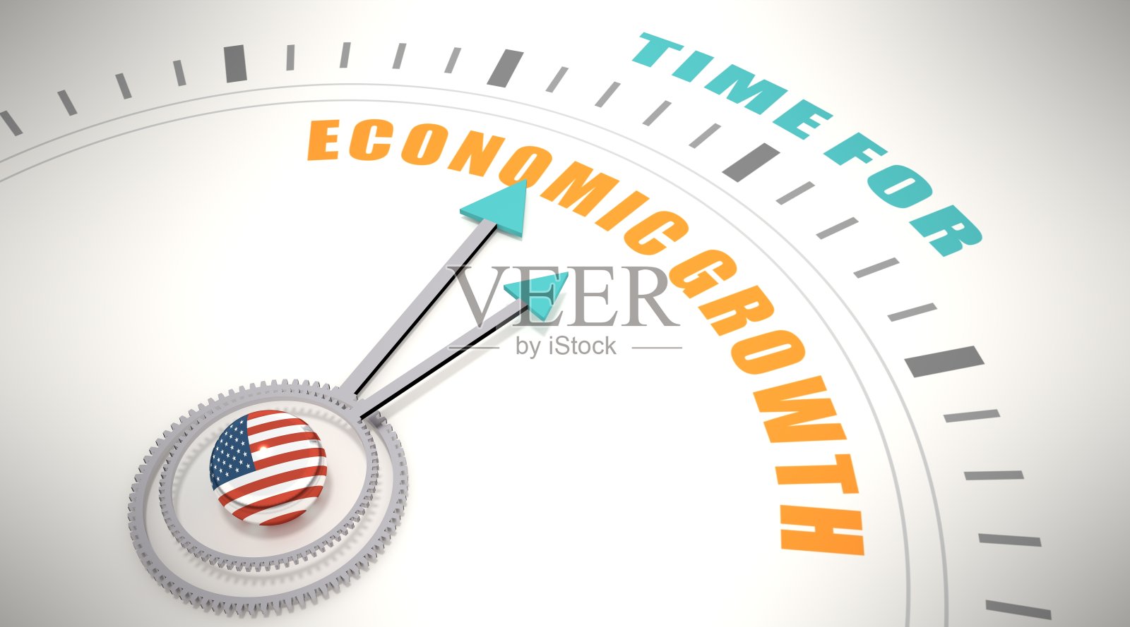 经济增长的时间到了。美国的国旗。三维渲染照片摄影图片