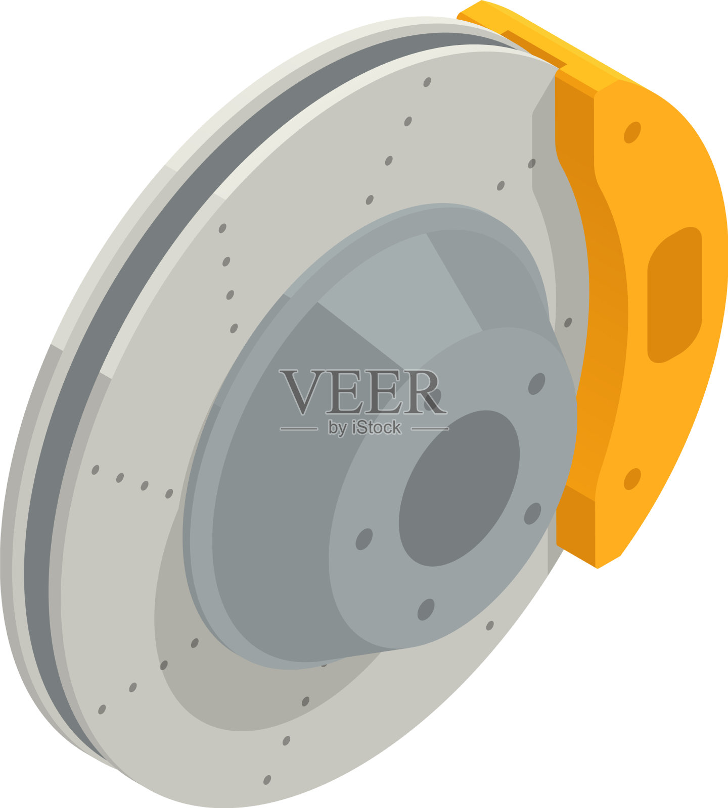 汽车盘式制动器组成插画图片素材
