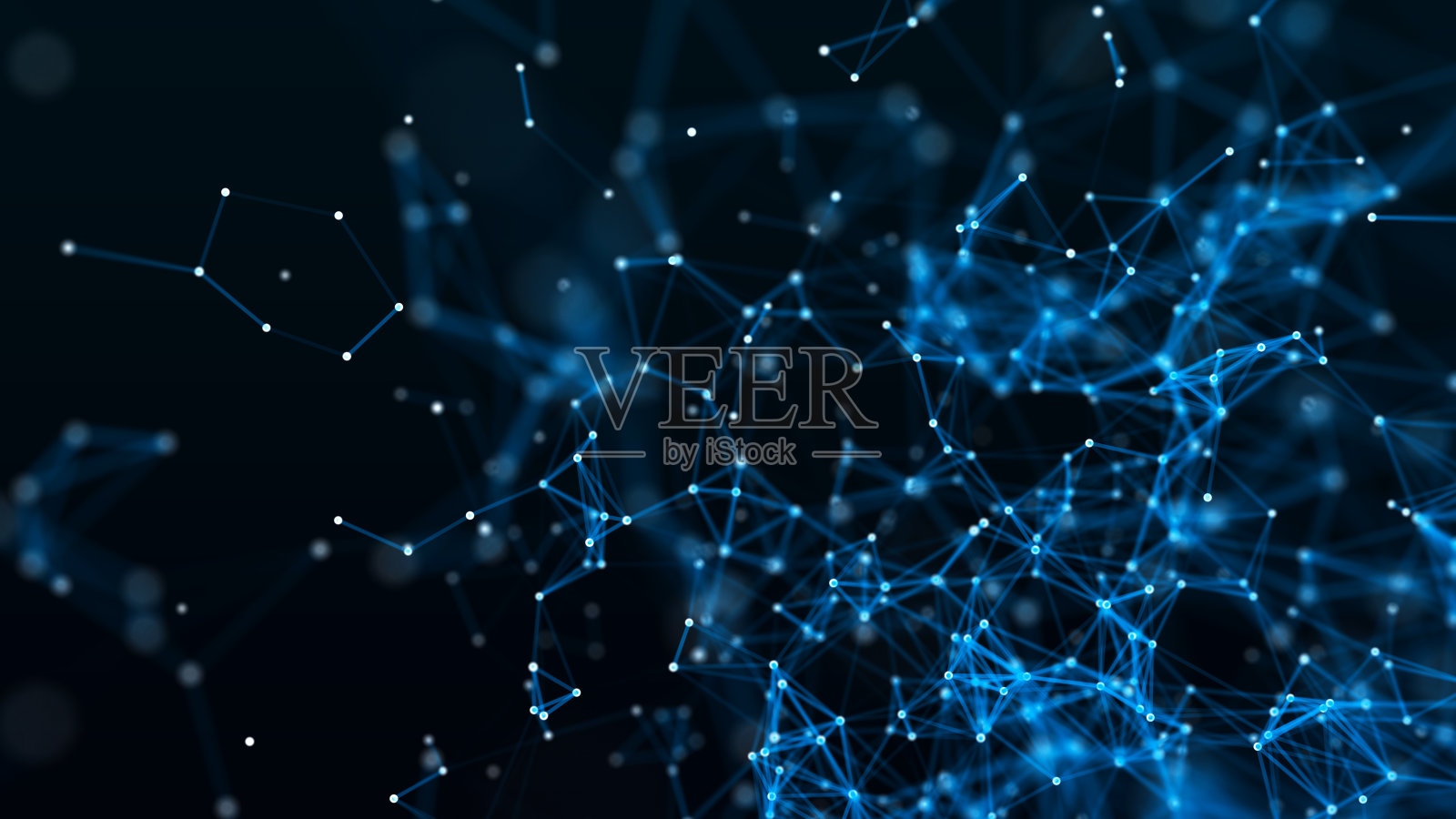 由点与线相连的抽象构图。丛的效果。数字数据可视化。3 d渲染。网络技术背景。照片摄影图片