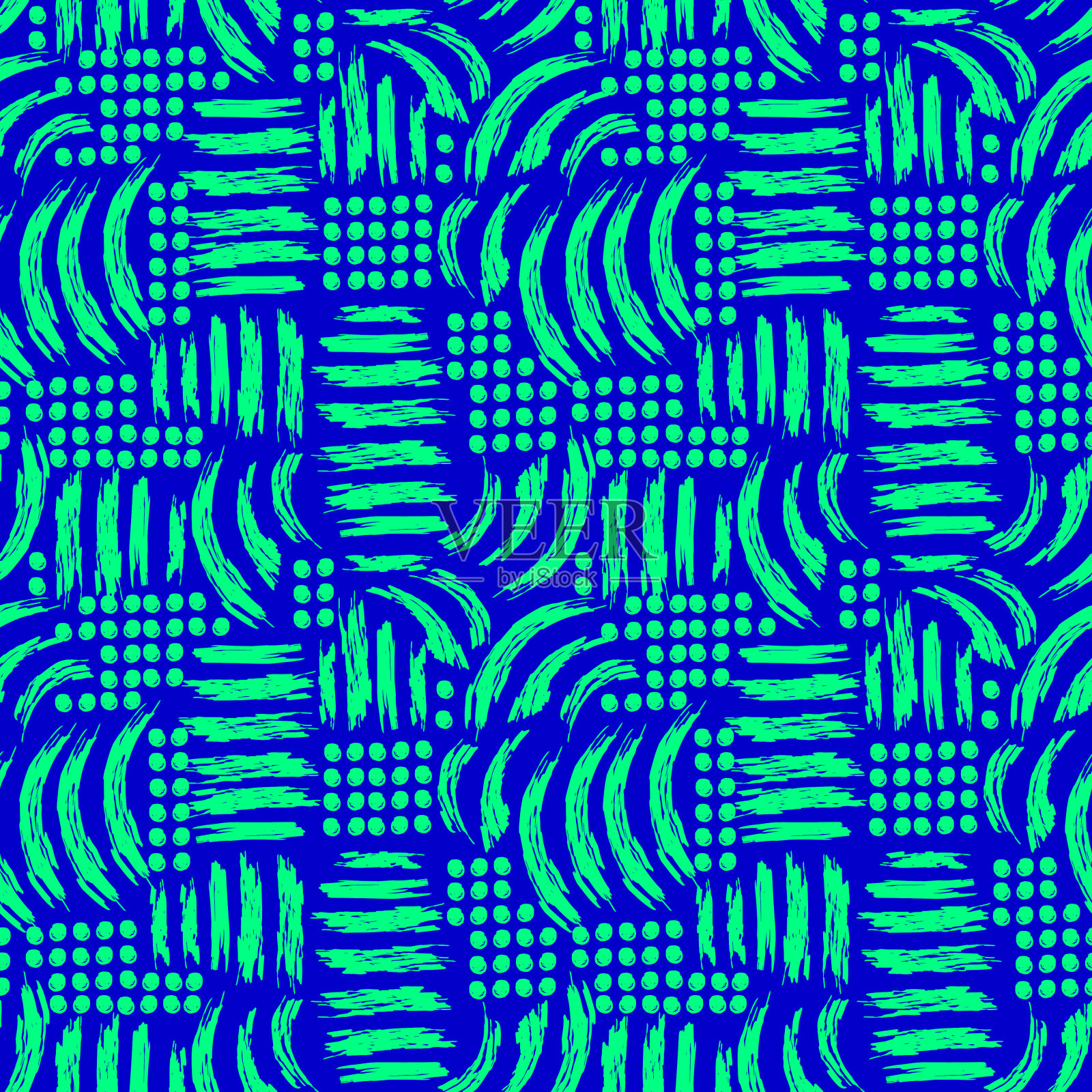 摘要:在对比背景下，无缝向量模式混沌的不同颜色曲线插画图片素材