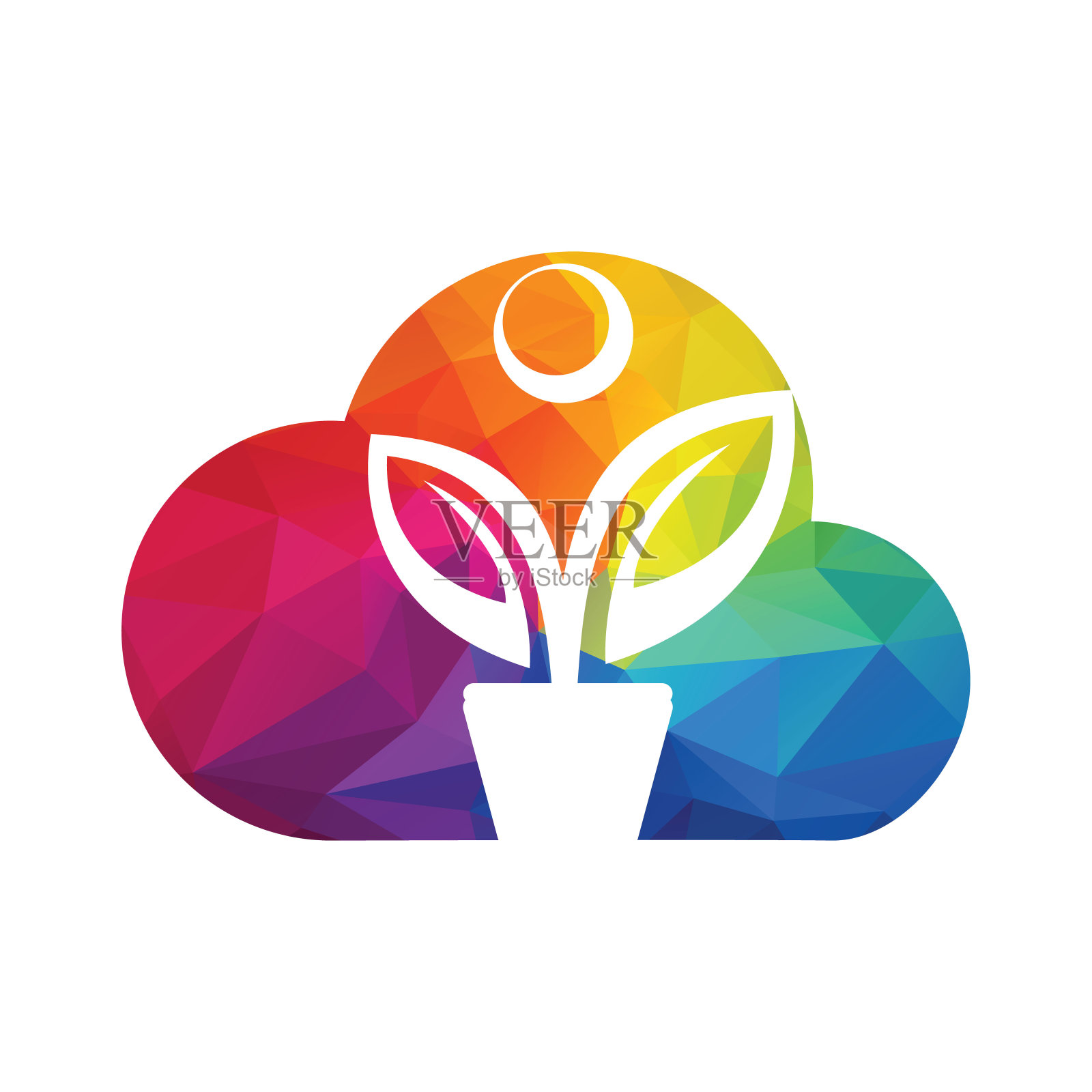 花盆和植物标志。插画图片素材