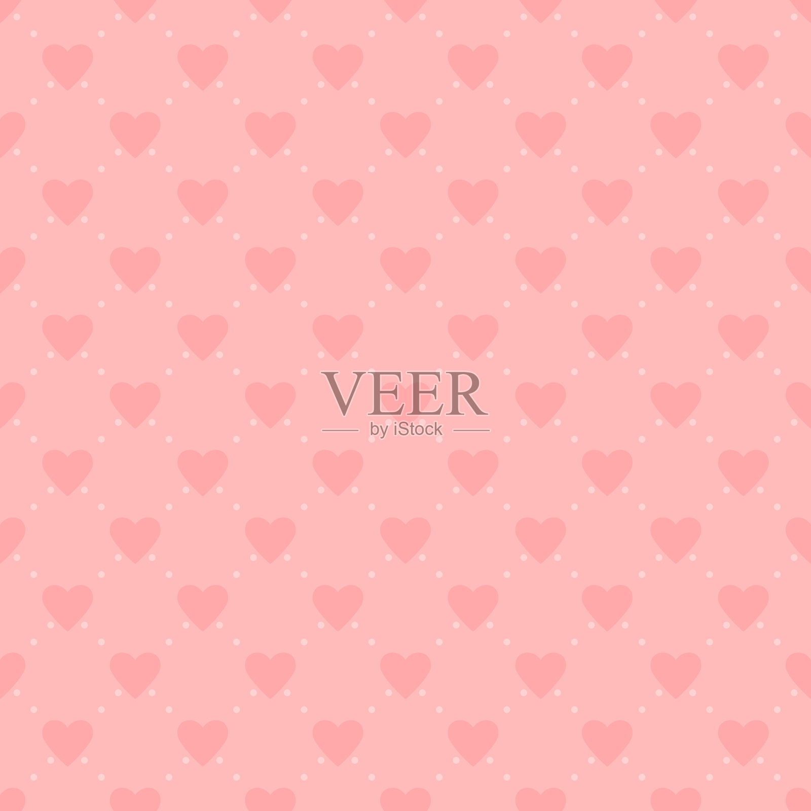 粉红情人节重复背景与点和心。婚礼插图。向量无缝模式。现代时尚的纹理。样布。包装纸。贺卡设计模板插画图片素材
