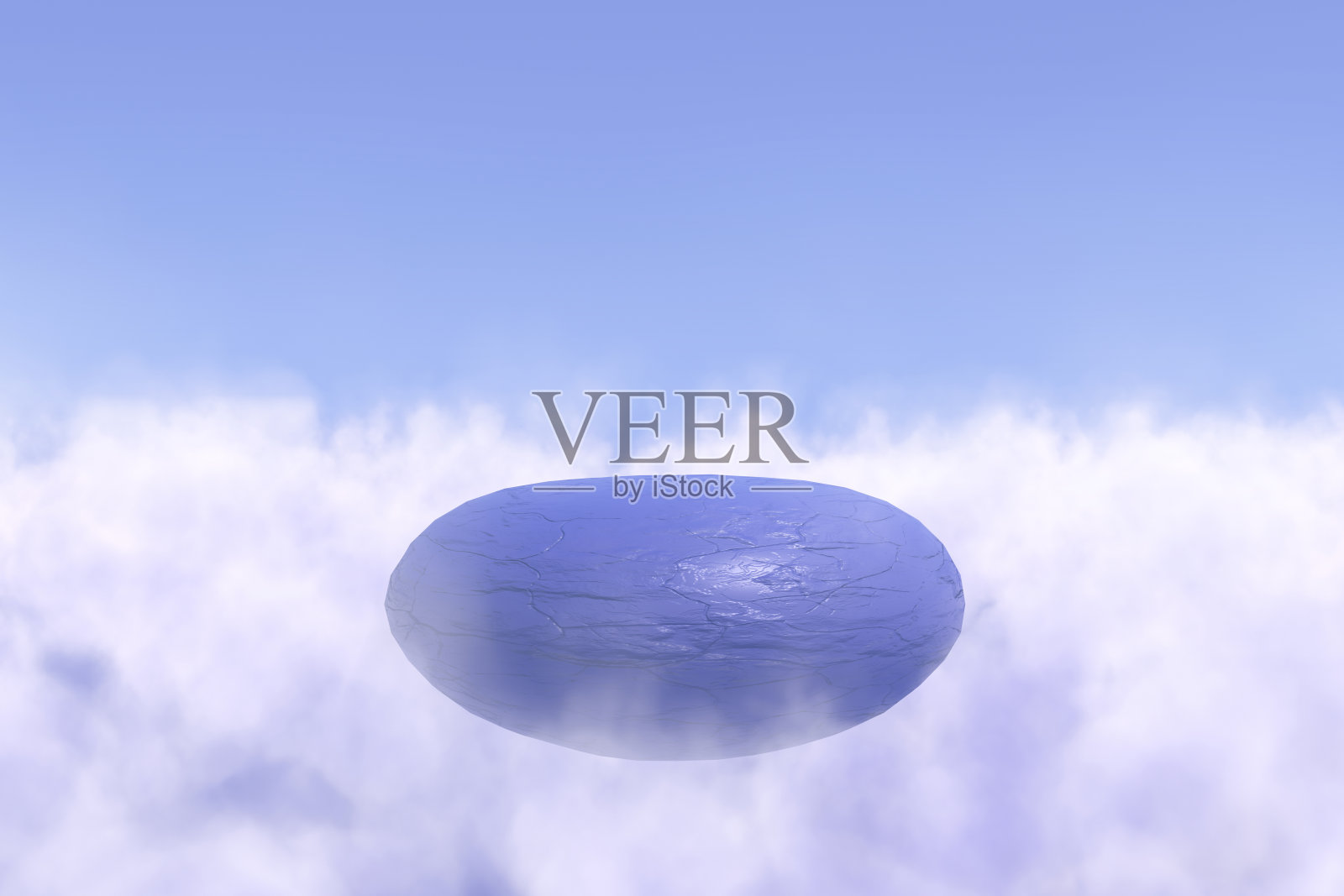 一个由石头做成的讲台在天空中，在云中。非常浅颜色的基座梦的插图。三维渲染照片摄影图片