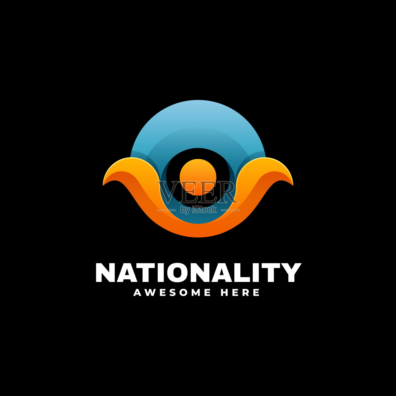 矢量标志插图抽象梯度彩色风格。插画图片素材