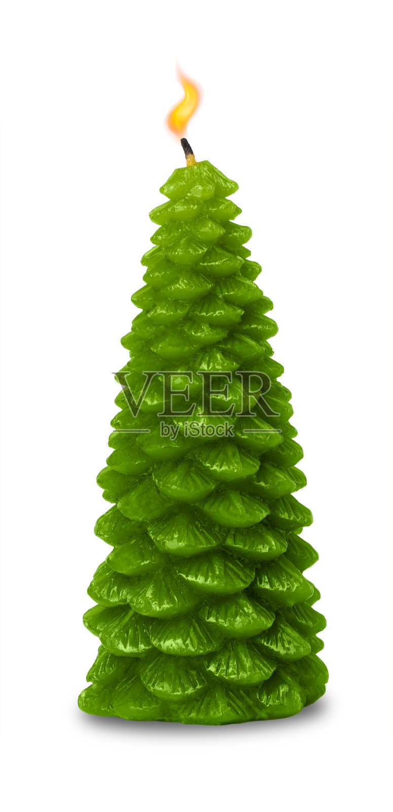 新年树-蜡烛孤立在白色背景上。照片摄影图片