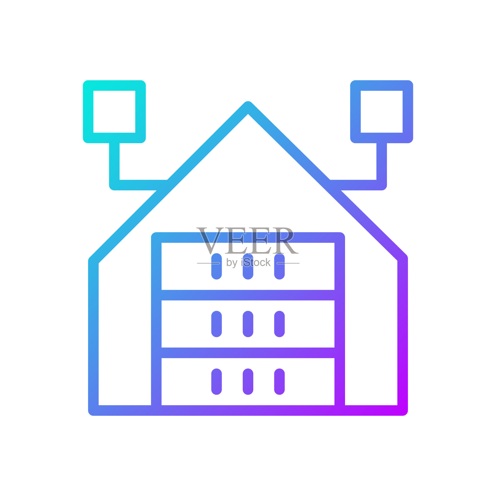 虚拟信息仓库梯度线性矢量图标插画图片素材