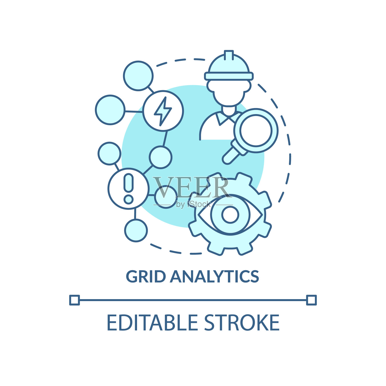 网格分析绿松石概念图标插画图片素材