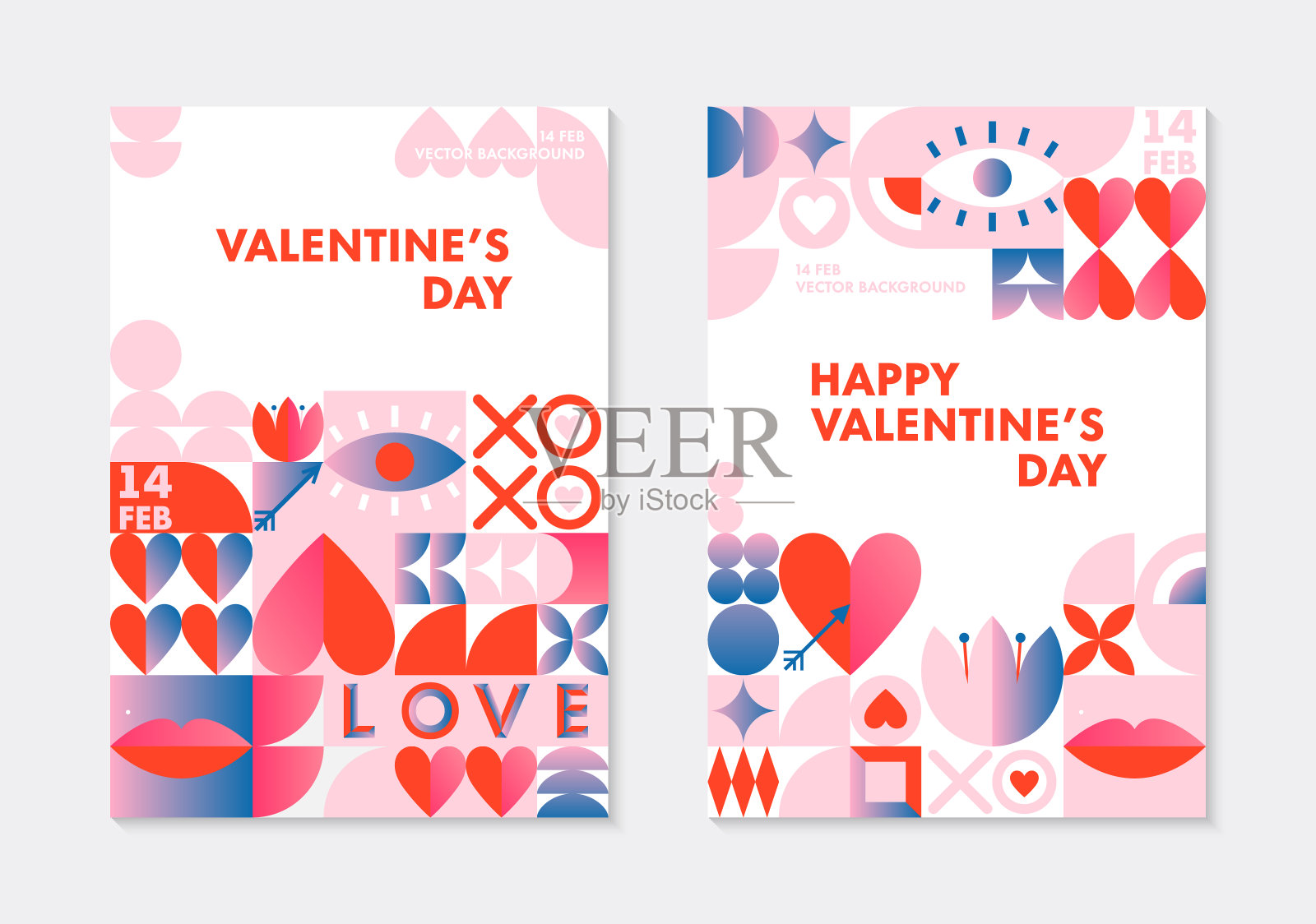 一套情人节问候横幅模板插画图片素材