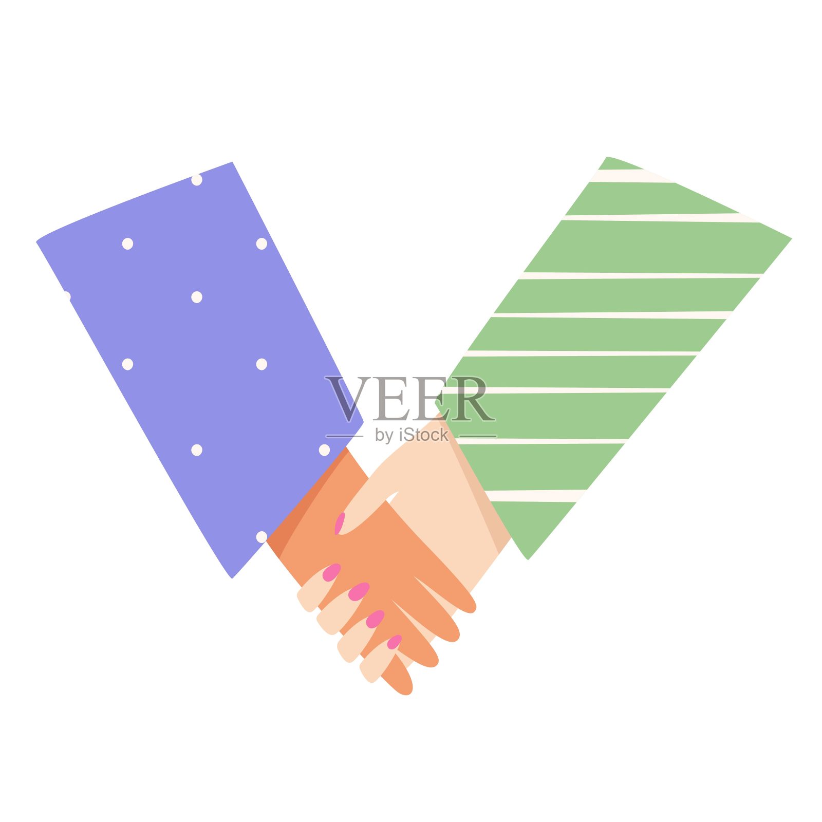 情侣牵手矢量插图。一个男孩和一个女孩相爱。情人节的日期。插画图片素材