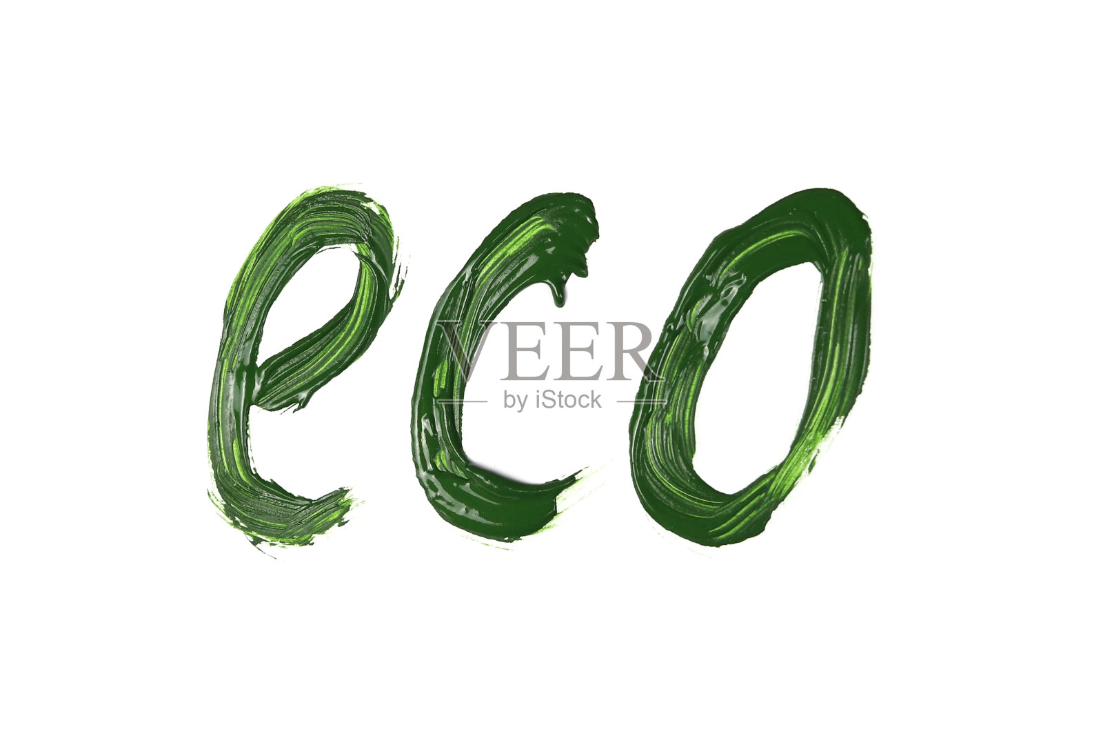 环保字在绿色油漆上是孤立的白色，是环保的概念照片摄影图片