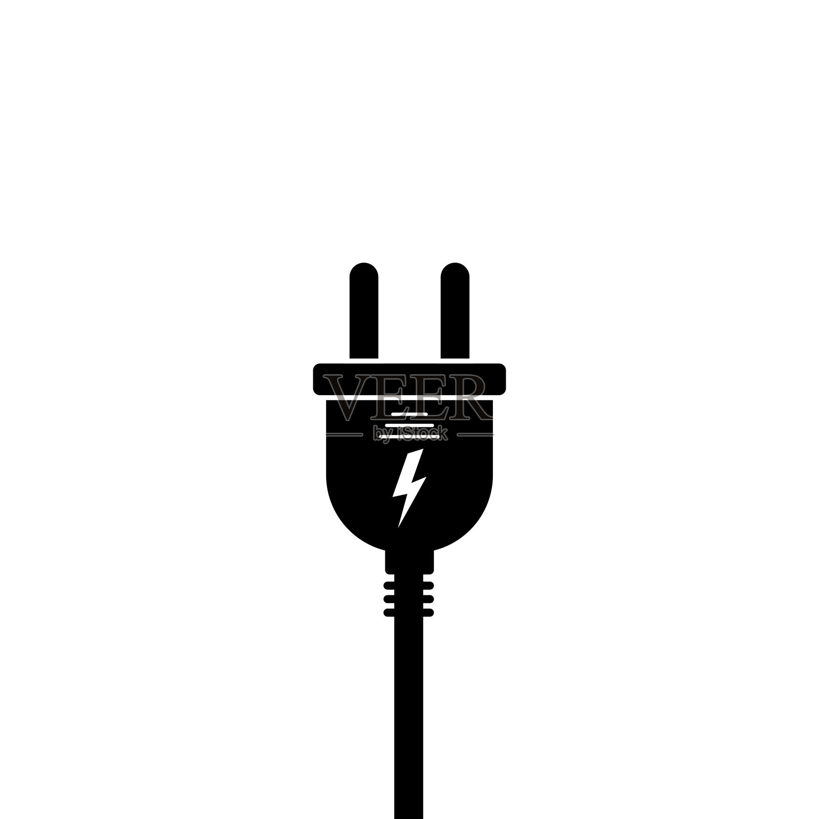 白色背景上的电源插头矢量图标：适用于任何用途的复古电源插头插画图片素材