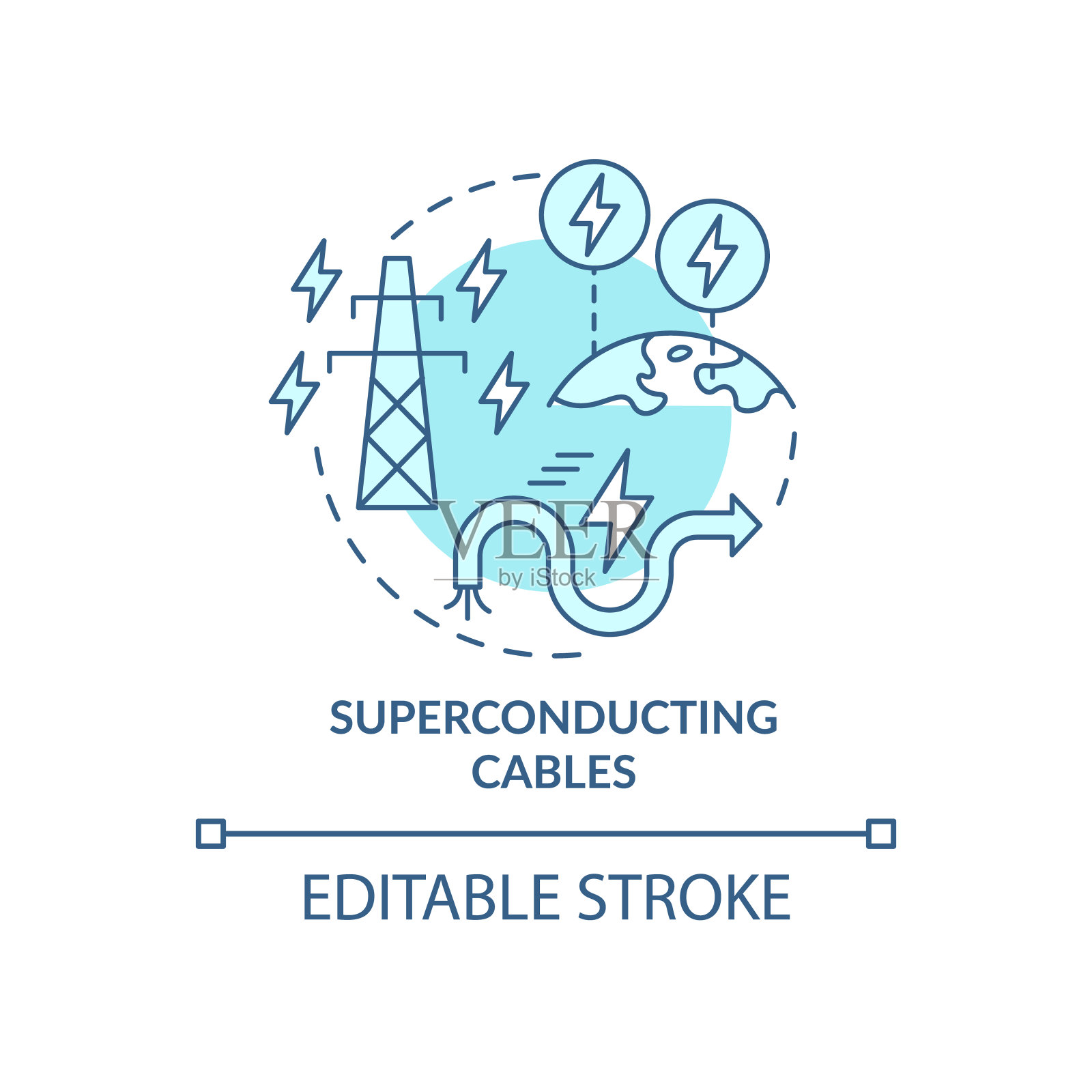 超导电缆绿松石概念图标插画图片素材